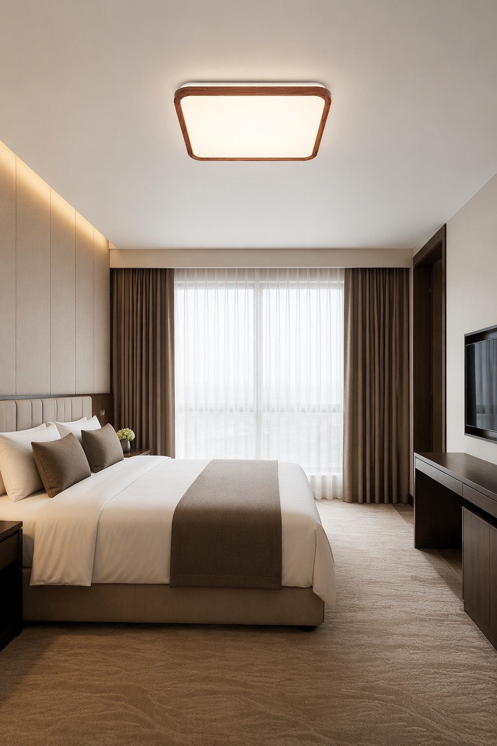 Modern Walnut Wood LED Ceiling Light | 60W Full Spectrum – Flush Mount Ceiling Lights (view 5)
