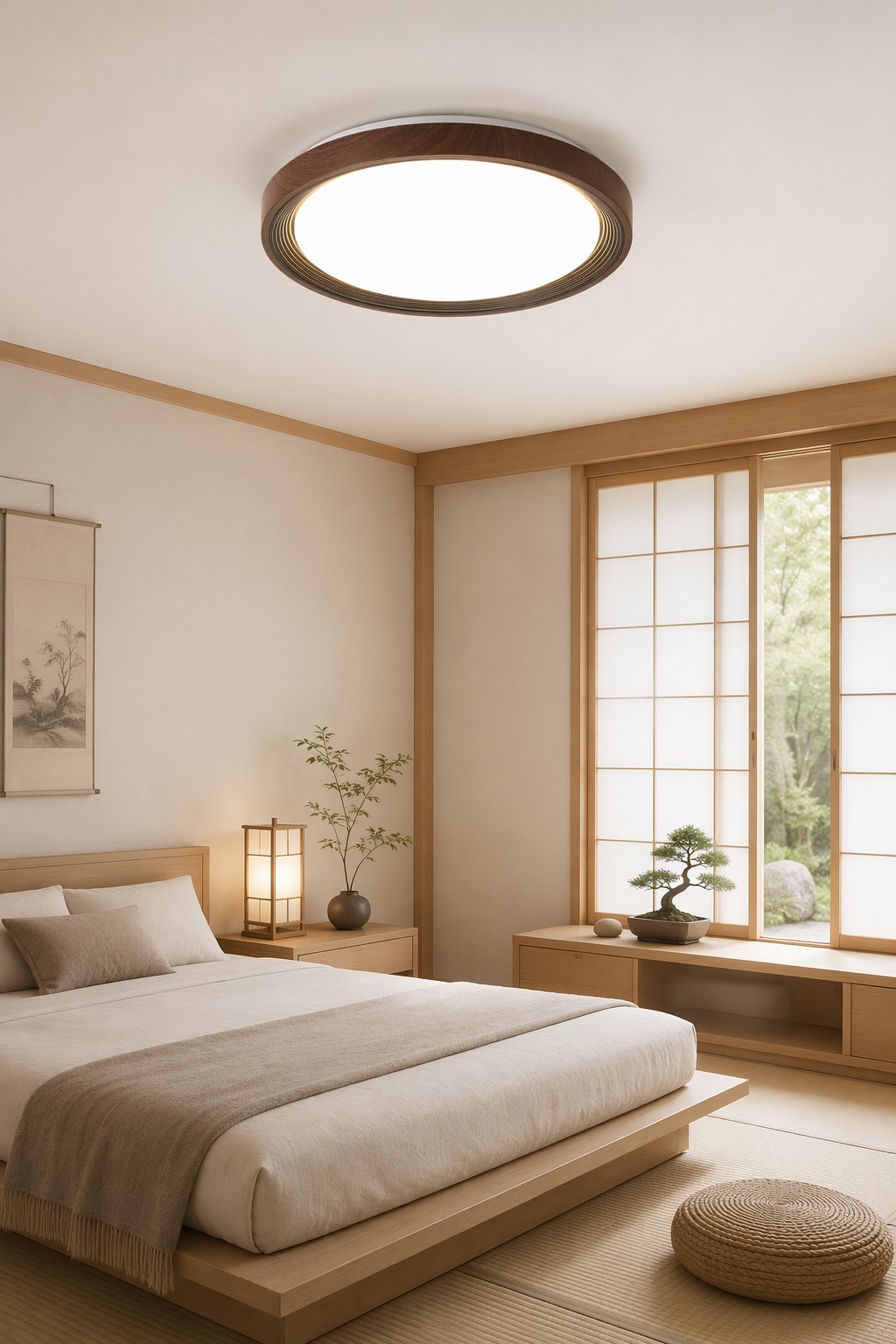 Round Layered Wood LED Ceiling Light - Φ500mm Zen Circular Flush Mount – Flush Mount Ceiling Lights