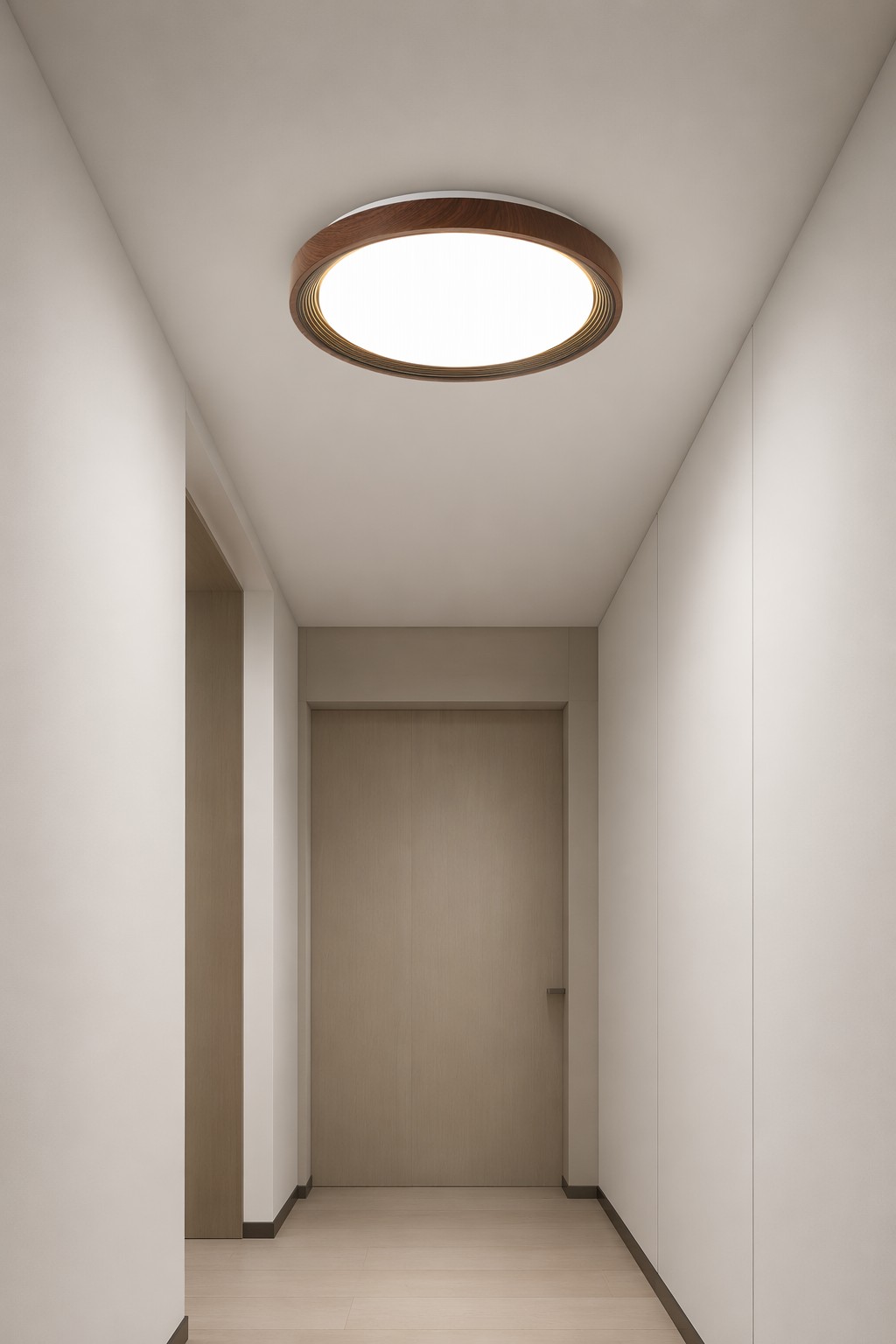 Round Layered Wood LED Ceiling Light - Φ500mm Zen Circular Flush Mount – Flush Mount Ceiling Lights (view 2)