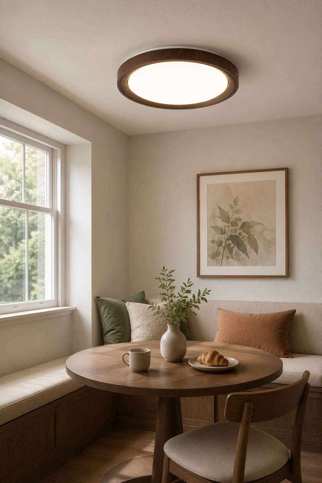 Round Layered Wood LED Ceiling Light - Φ500mm Zen Circular Flush Mount – Flush Mount Ceiling Lights (view 3)