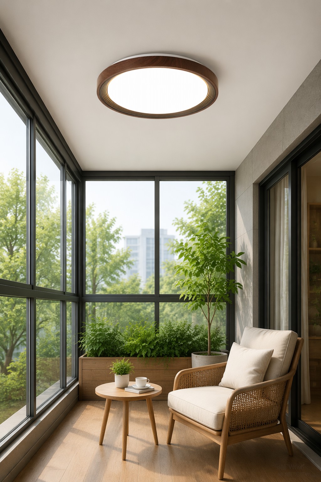 Round Layered Wood LED Ceiling Light - Φ500mm Zen Circular Flush Mount – Flush Mount Ceiling Lights (view 5)