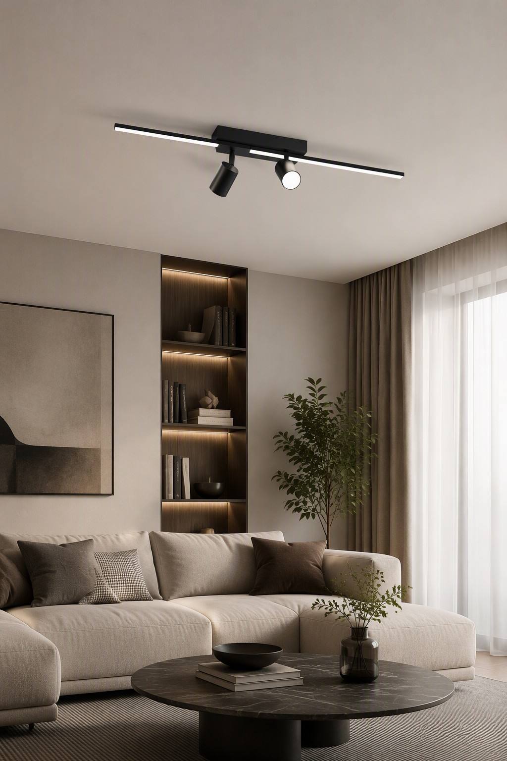 Modern Linear LED Ceiling Spotlight with Adjustable GU10 Track Lights | Minimalist Surface Mounted Lighting Fixture – Surface Mounted Spotlight