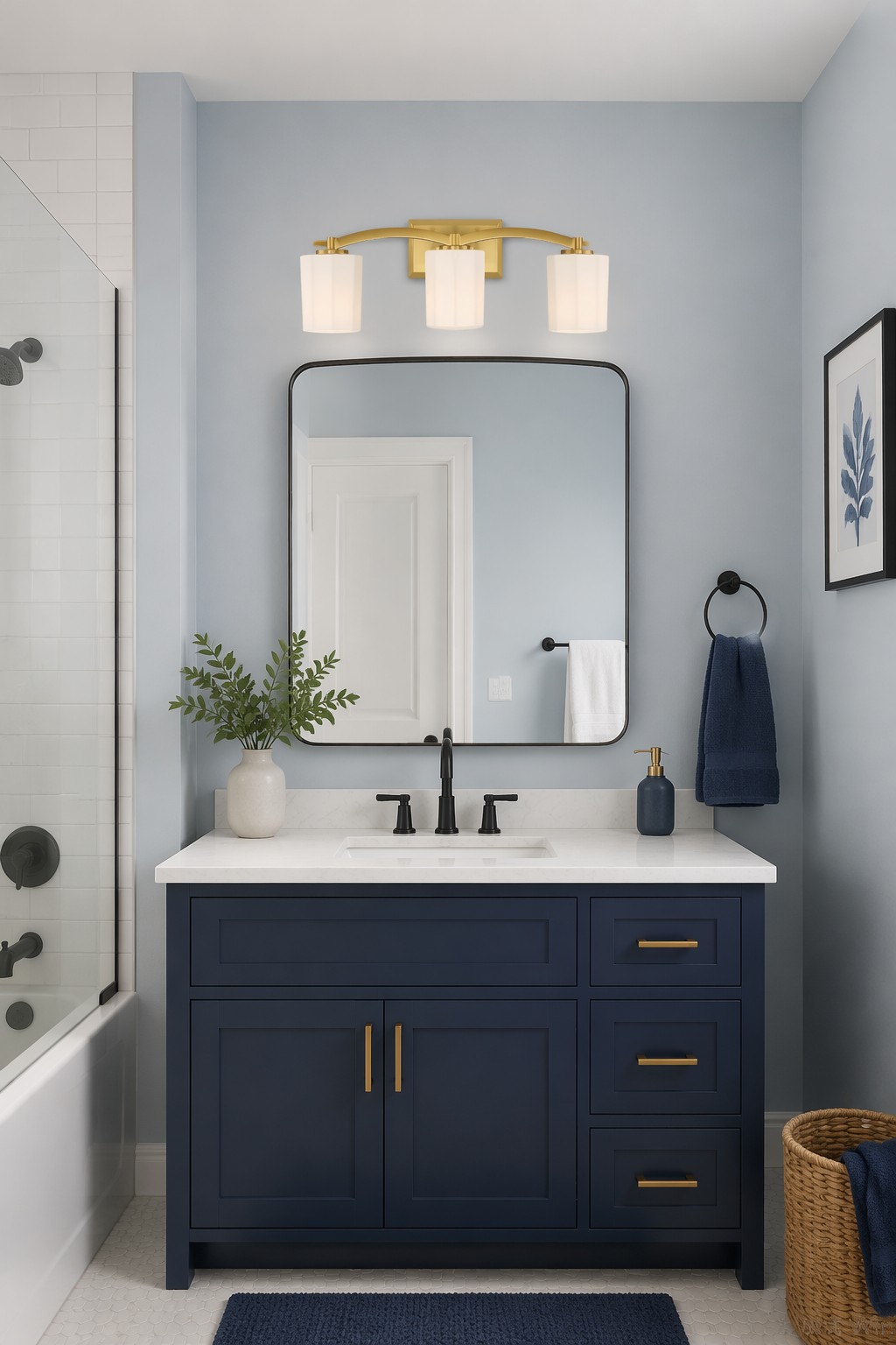 Modern 3-Light Glass Wall Sconce with Curved Metal Frame | Hotel Vanity Lighting – Modern LED Mirror Lights (view 3)