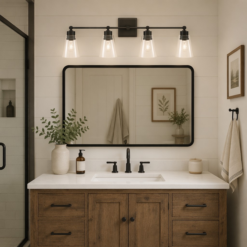 Modern 4-Light Cone Glass Wall Sconce | Minimalist Bathroom Vanity Light Fixture – Modern LED Mirror Lights (view 3)