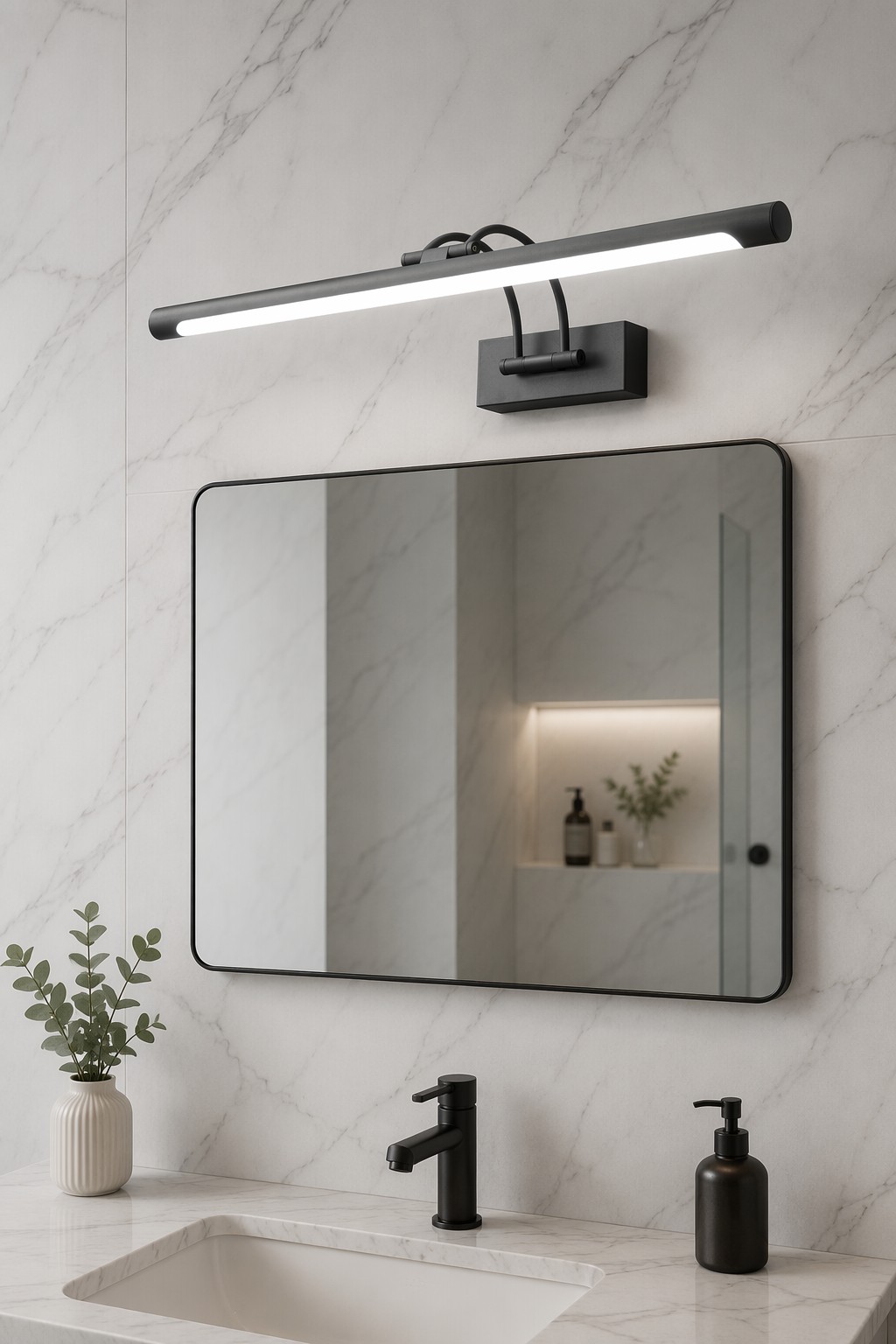 Modern Slim LED Bathroom Mirror Light | Linear Vanity Wall Lamp with Adjustable Design – Adjustable Mirror Lights