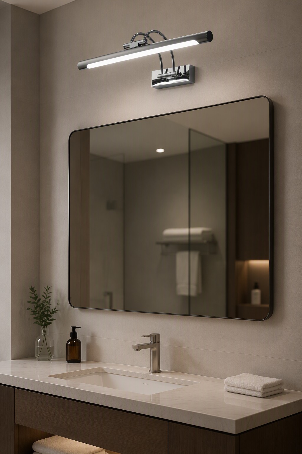 Modern Slim LED Bathroom Mirror Light | Linear Vanity Wall Lamp with Adjustable Design – Adjustable Mirror Lights (view 2)