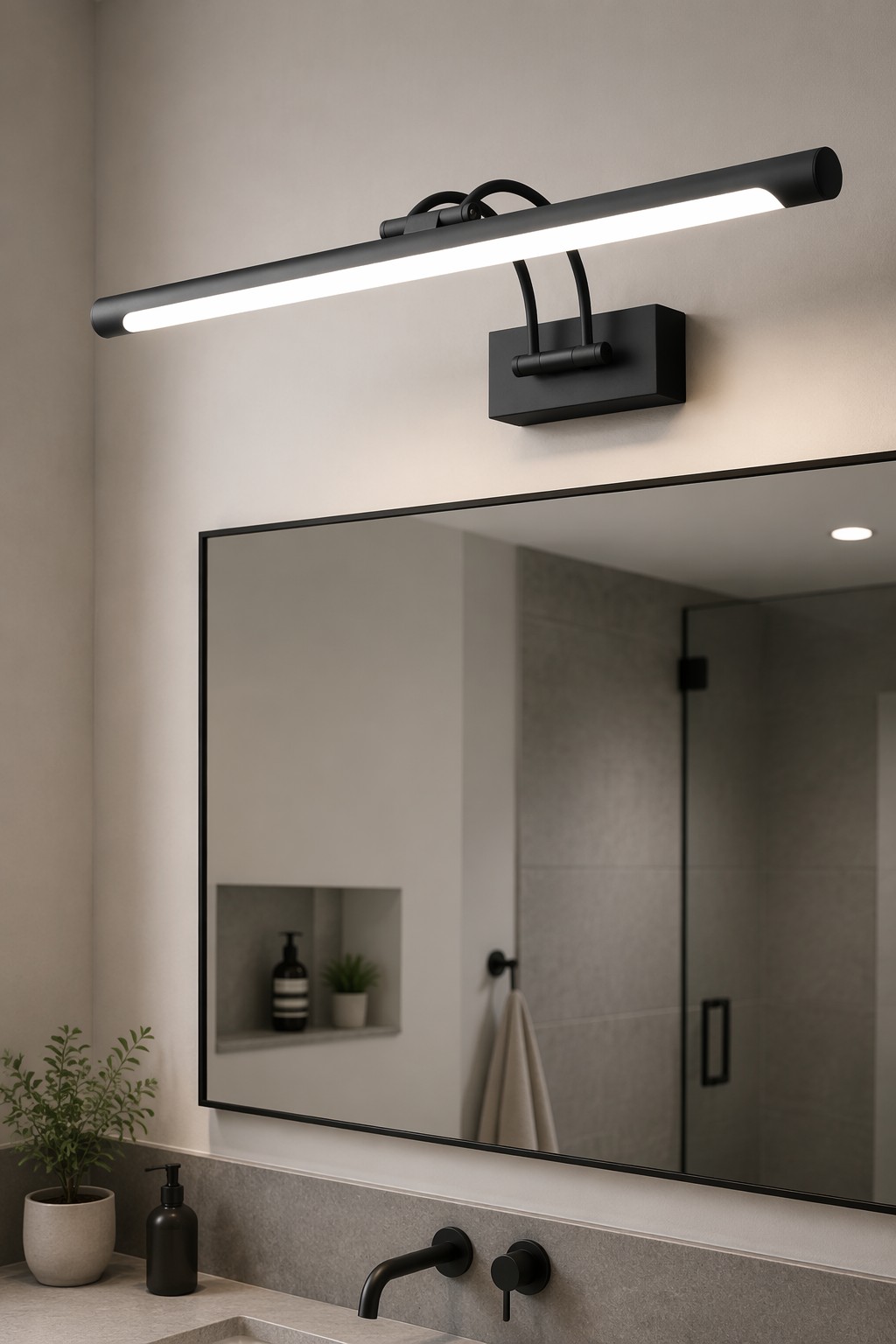 Modern Slim LED Bathroom Mirror Light | Linear Vanity Wall Lamp with Adjustable Design – Adjustable Mirror Lights (view 3)
