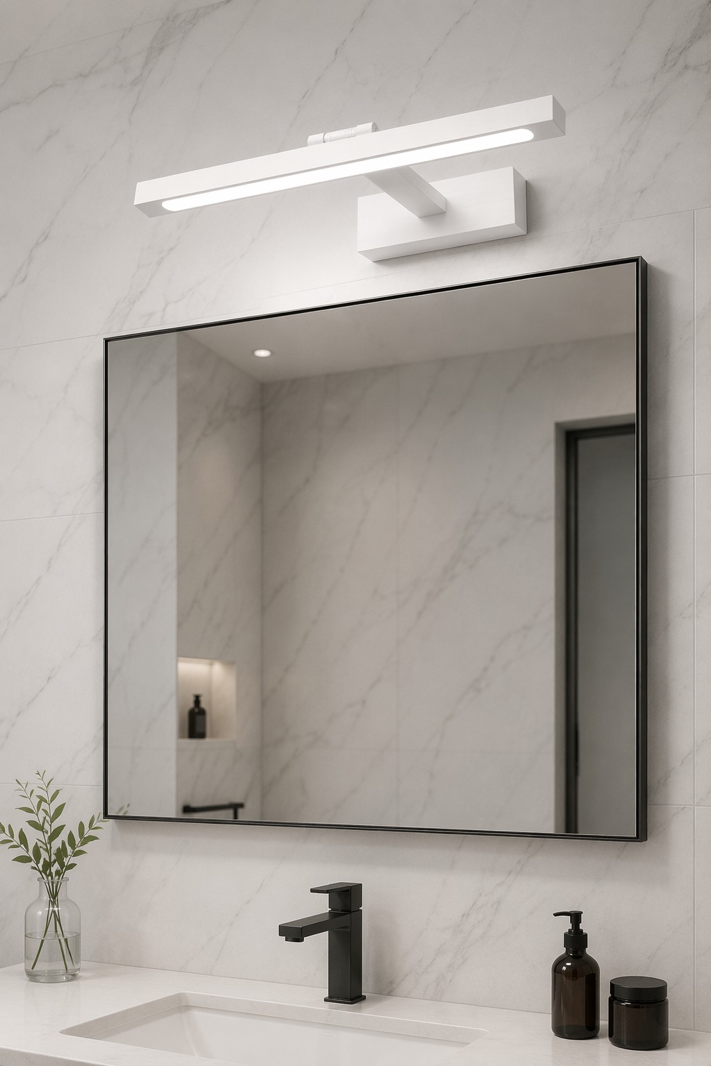 Modern Adjustable LED Vanity Wall Light | Slim Linear Mirror Lamp for Bathroom & Bedroom – Adjustable Mirror Lights (view 2)