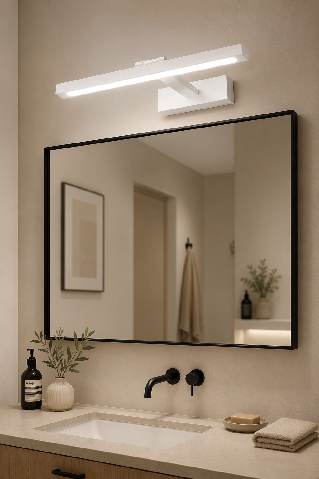 Modern Adjustable LED Vanity Wall Light | Slim Linear Mirror Lamp for Bathroom & Bedroom – Adjustable Mirror Lights (view 3)