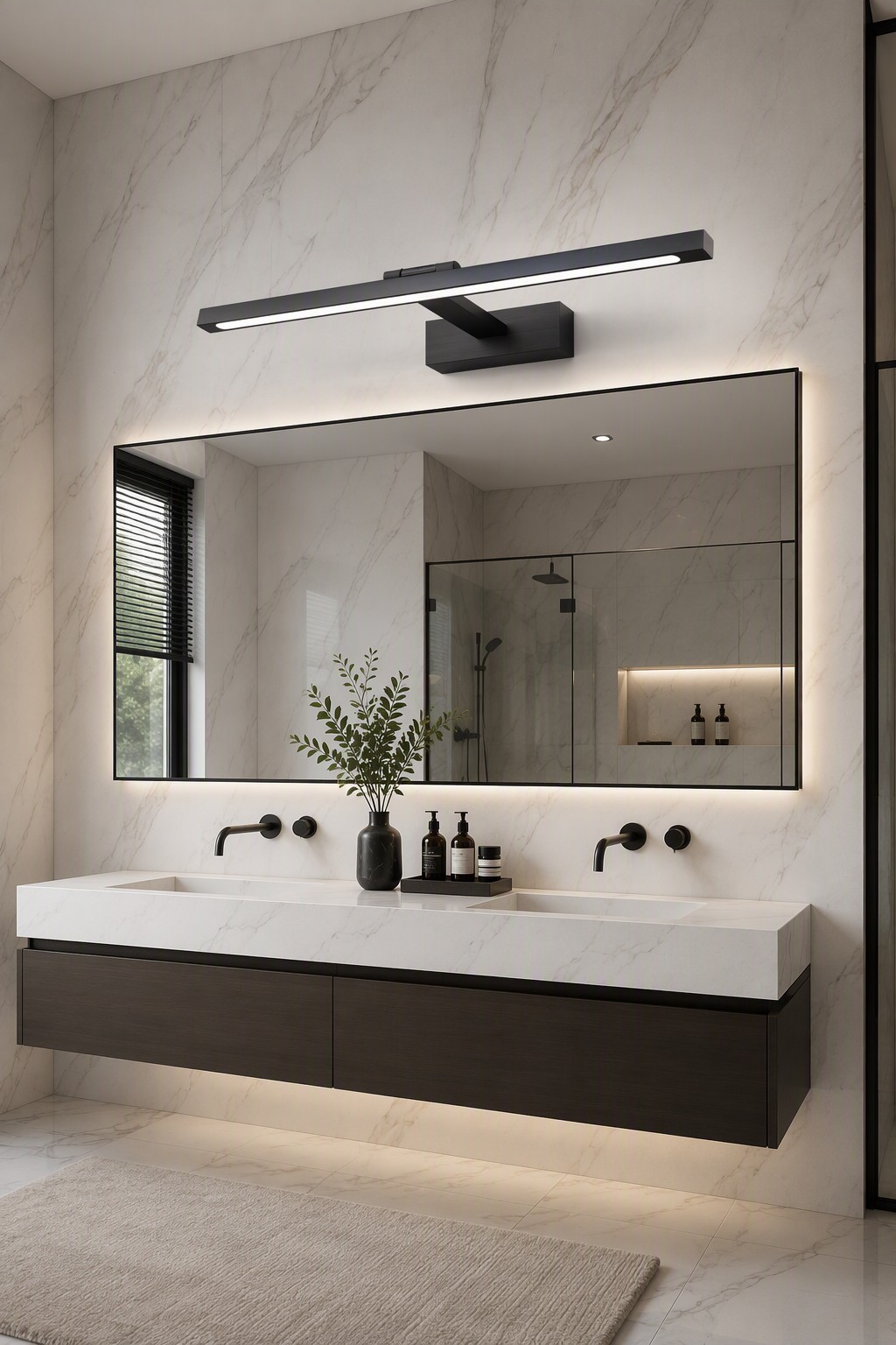 Modern Adjustable LED Vanity Wall Light | Slim Linear Mirror Lamp for Bathroom & Bedroom – Adjustable Mirror Lights (view 4)