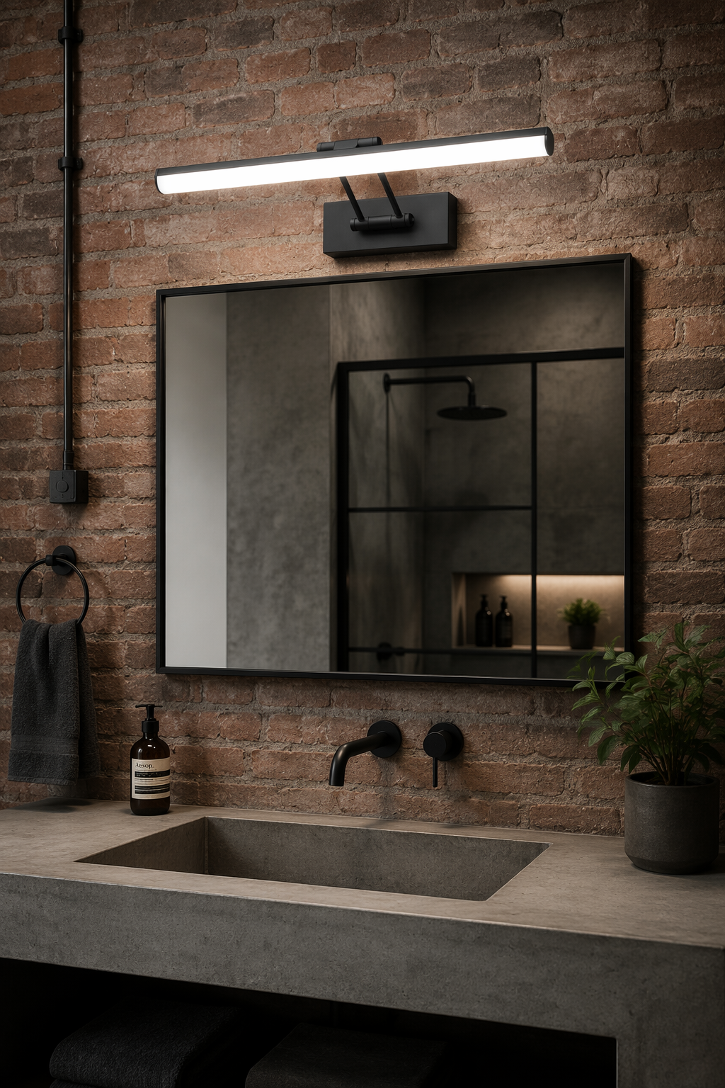 Industrial Modern V-Shaped Dual Arm LED Mirror Front Light Sconce – Adjustable Mirror Lights (view 5)