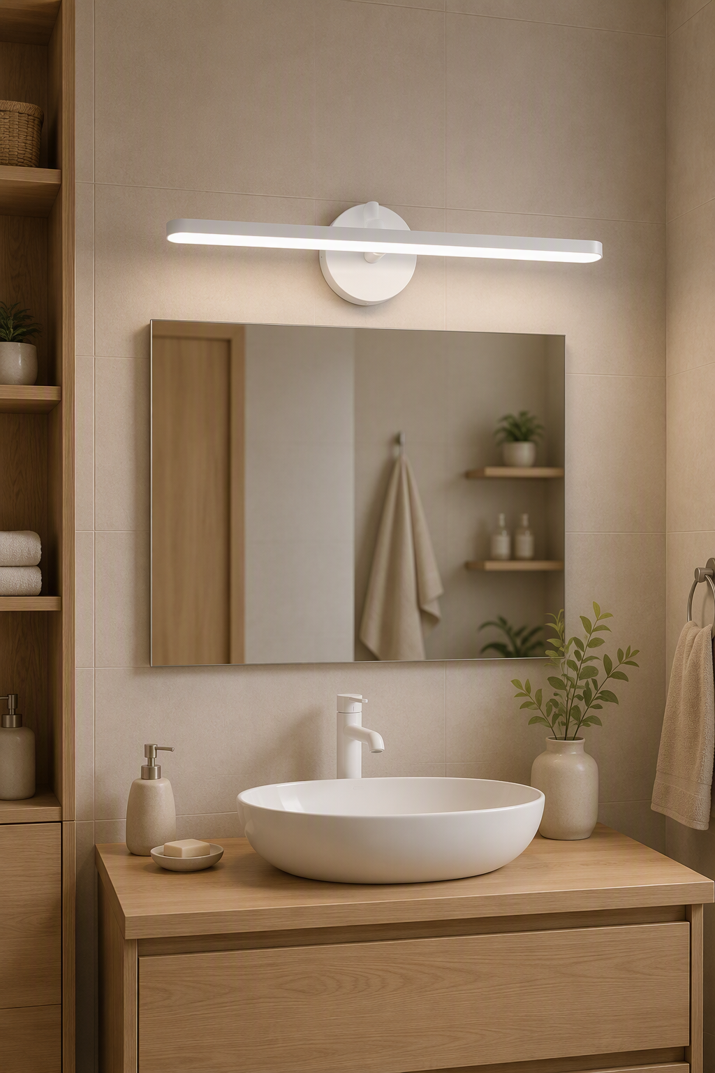 Luxury Minimalist Round Base LED Mirror Front Lamp with Gold Finish – Brass & Luxury Vanity Lights (view 4)