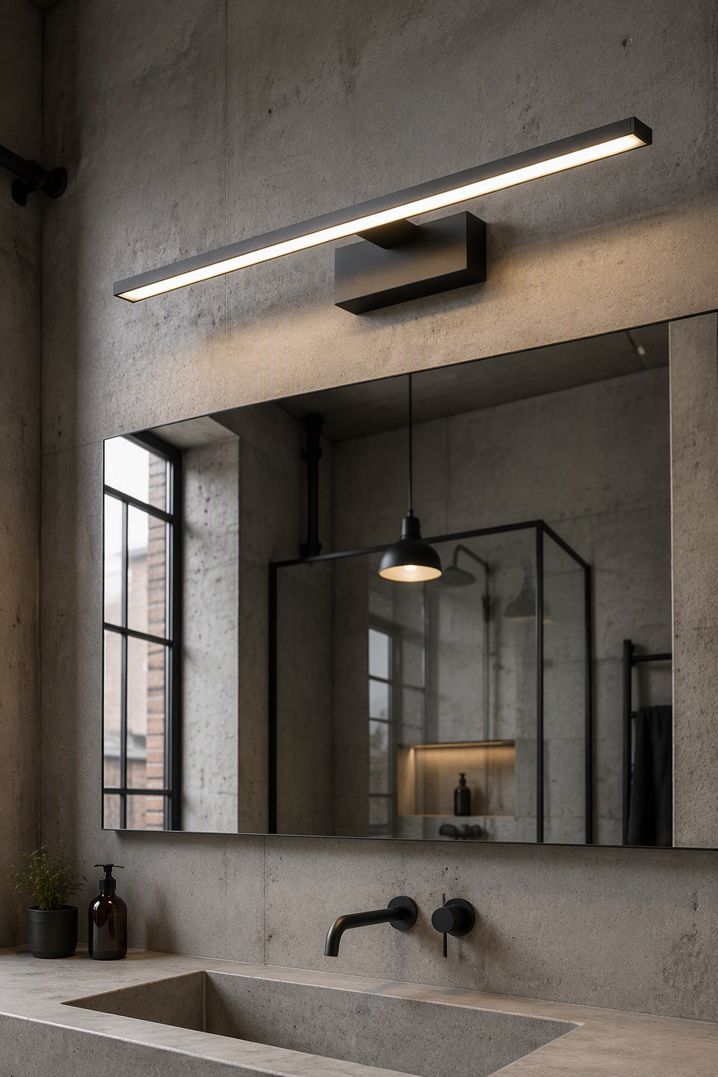 Geometric Slim Square Profile LED Mirror Front Light for Modern Bathrooms – Modern LED Mirror Lights (view 2)