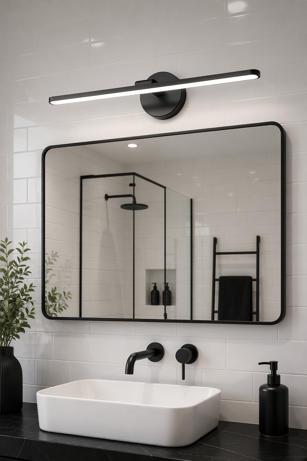 Geometric Slim Square Profile LED Mirror Front Light for Modern Bathrooms – Modern LED Mirror Lights (view 4)