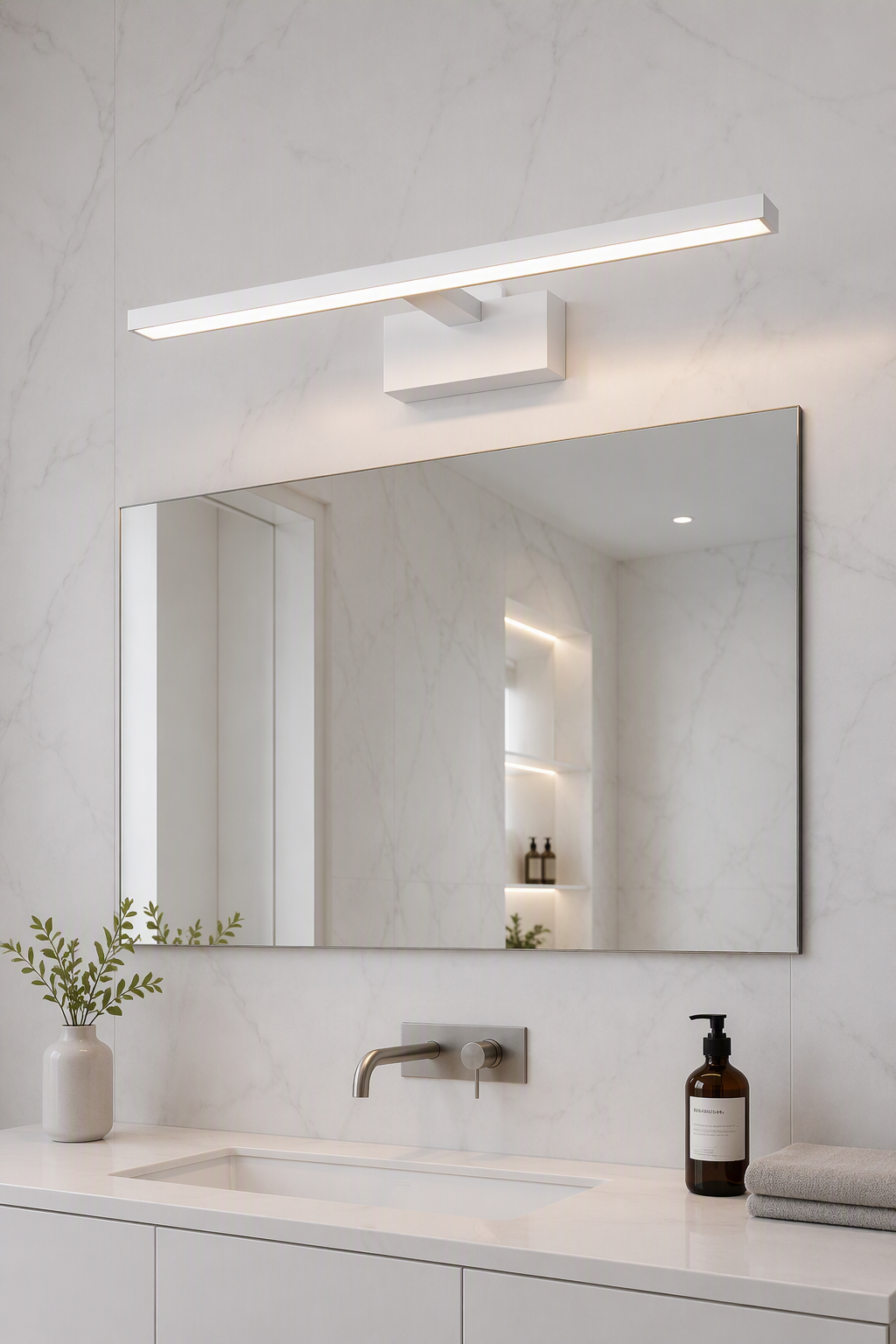 Geometric Slim Square Profile LED Mirror Front Light for Modern Bathrooms – Modern LED Mirror Lights (view 5)