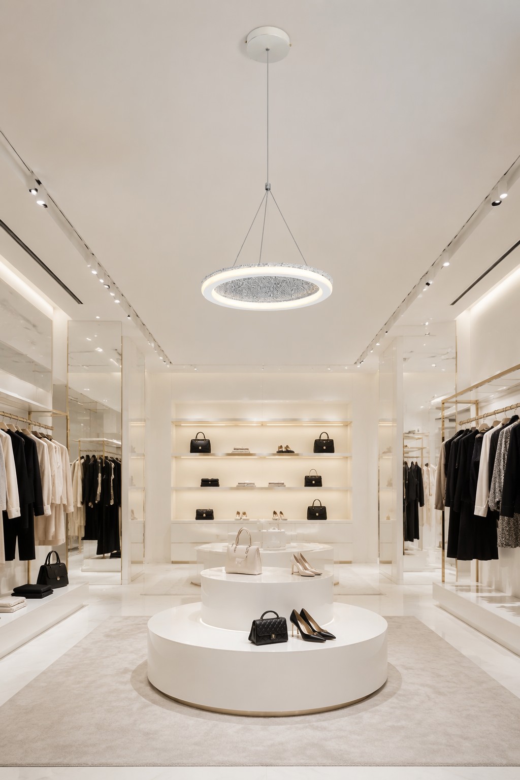 Luxury Minimalist LED Ring Pendant Light with Premium Crushed Crystal Inlay – Single Pendant