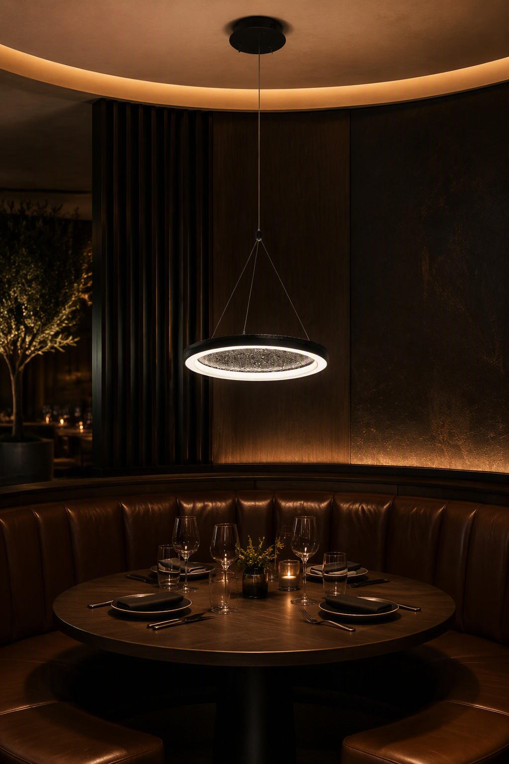Luxury Minimalist LED Ring Pendant Light with Premium Crushed Crystal Inlay – Single Pendant (view 5)