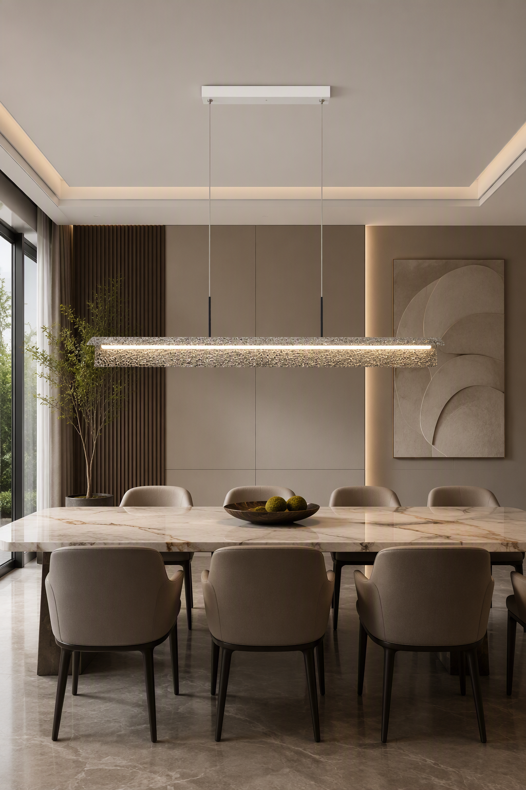 Modern Geometric LED Linear Chandelier with Crushed Crystal Bar and Rectangular Base – Crystal Chandeliers (view 3)