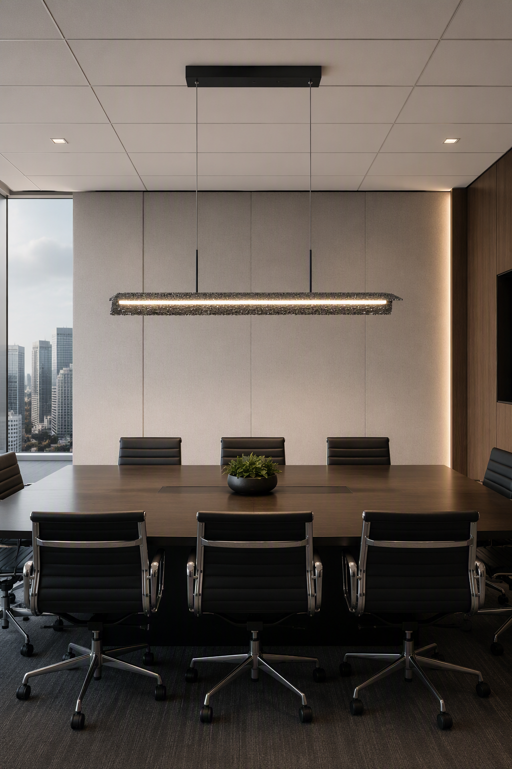 Modern Geometric LED Linear Chandelier with Crushed Crystal Bar and Rectangular Base – Crystal Chandeliers (view 2)