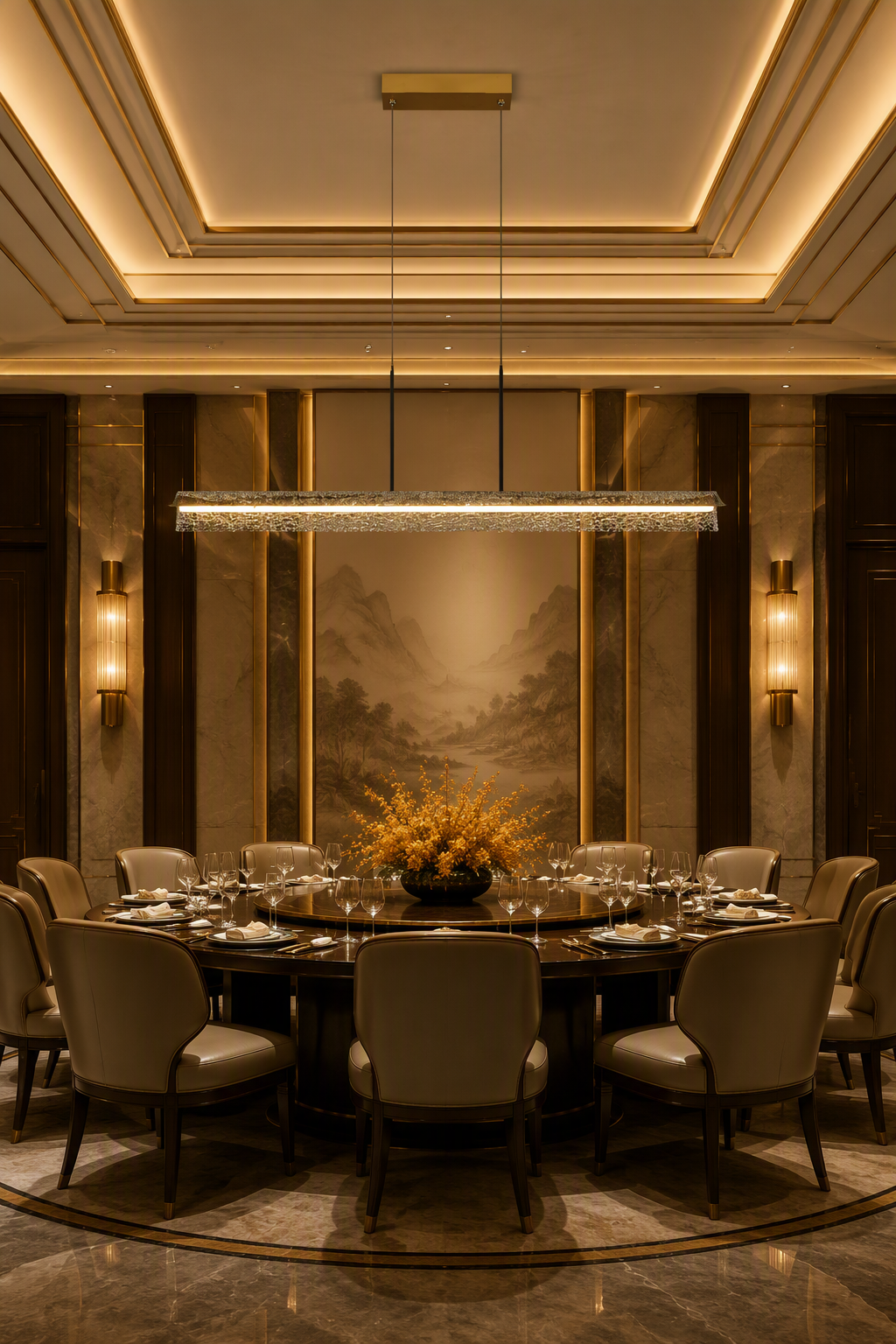 Modern Geometric LED Linear Chandelier with Crushed Crystal Bar and Rectangular Base – Crystal Chandeliers (view 4)