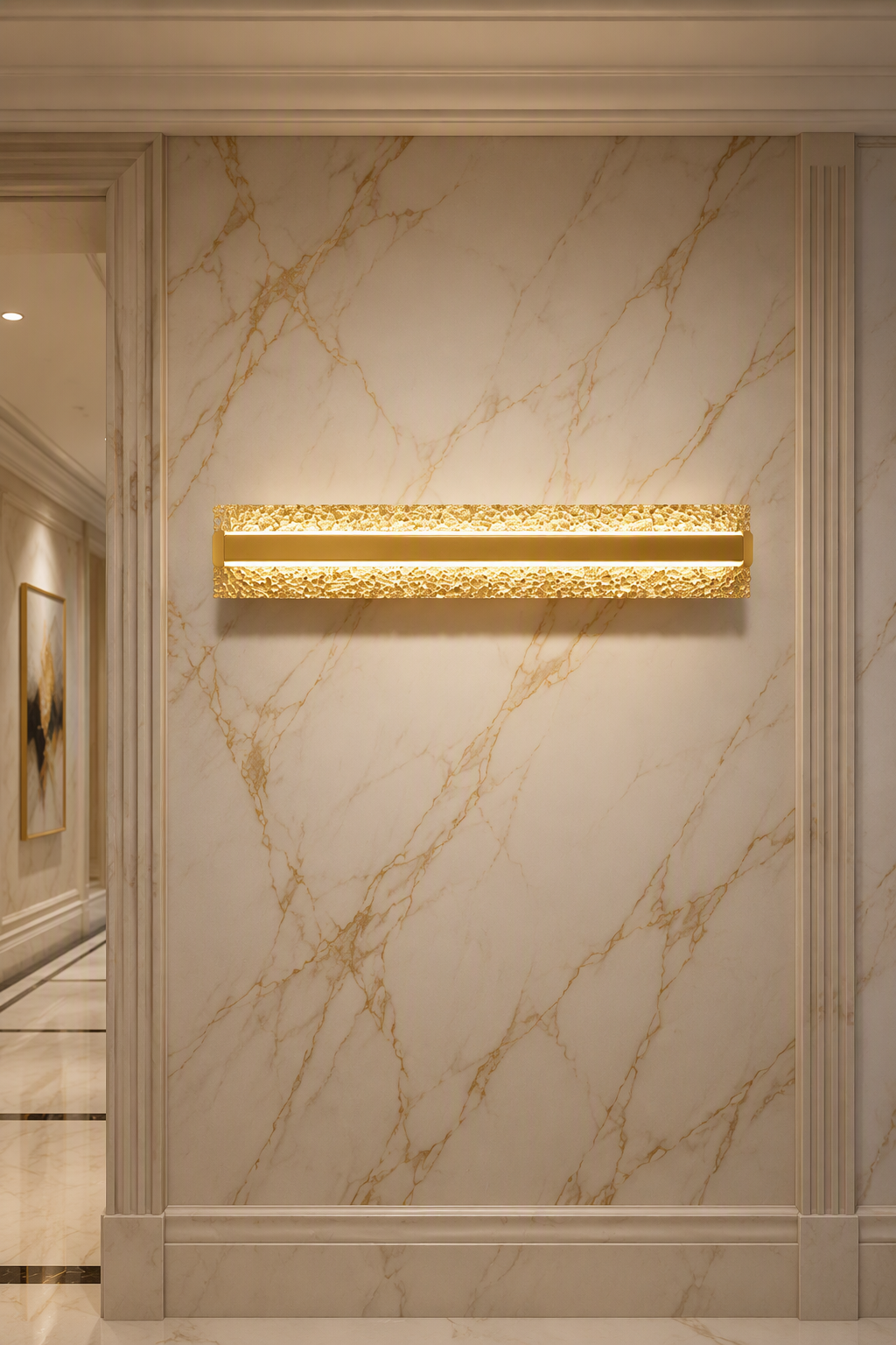 Luxury Linear LED Wall Sconce with Premium Crushed Crystal Backplate 18W – Decorative Wall Lamps (view 3)