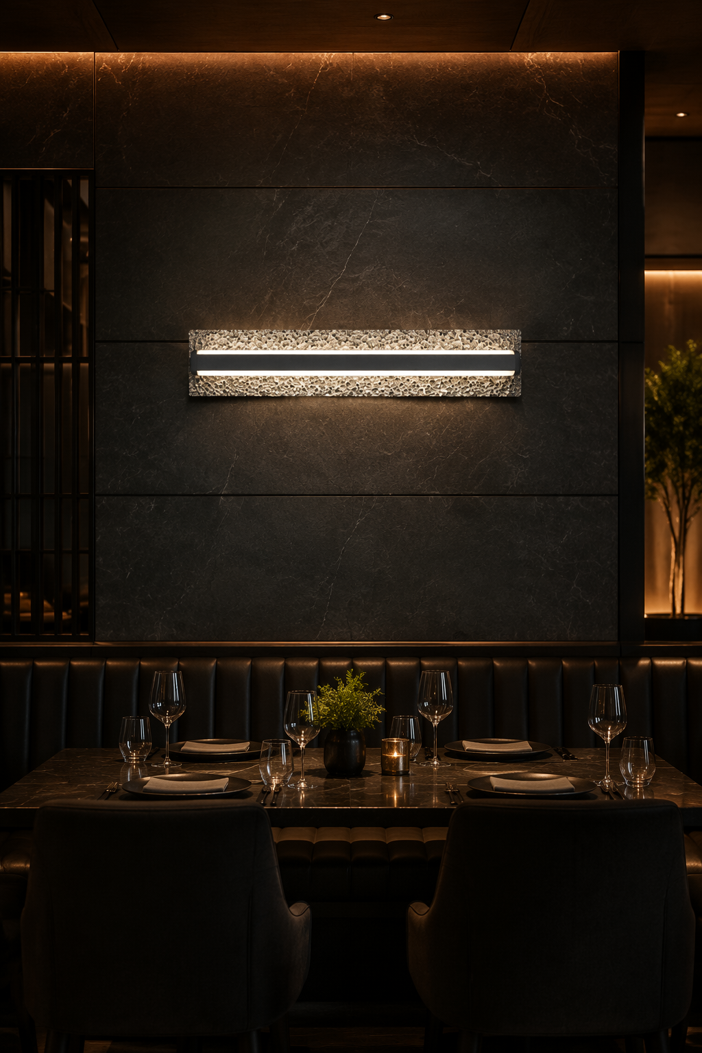 Luxury Linear LED Wall Sconce with Premium Crushed Crystal Backplate 18W – Decorative Wall Lamps (view 5)