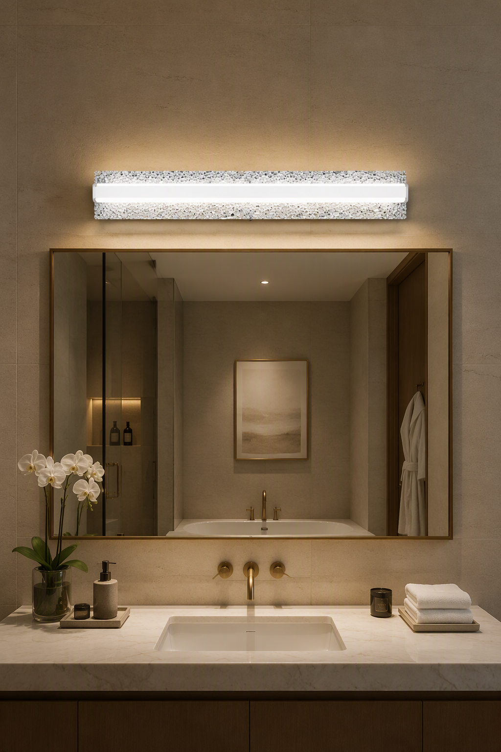 Luxury Linear LED Wall Sconce with Premium Crushed Crystal Backplate 18W – Decorative Wall Lamps (view 2)