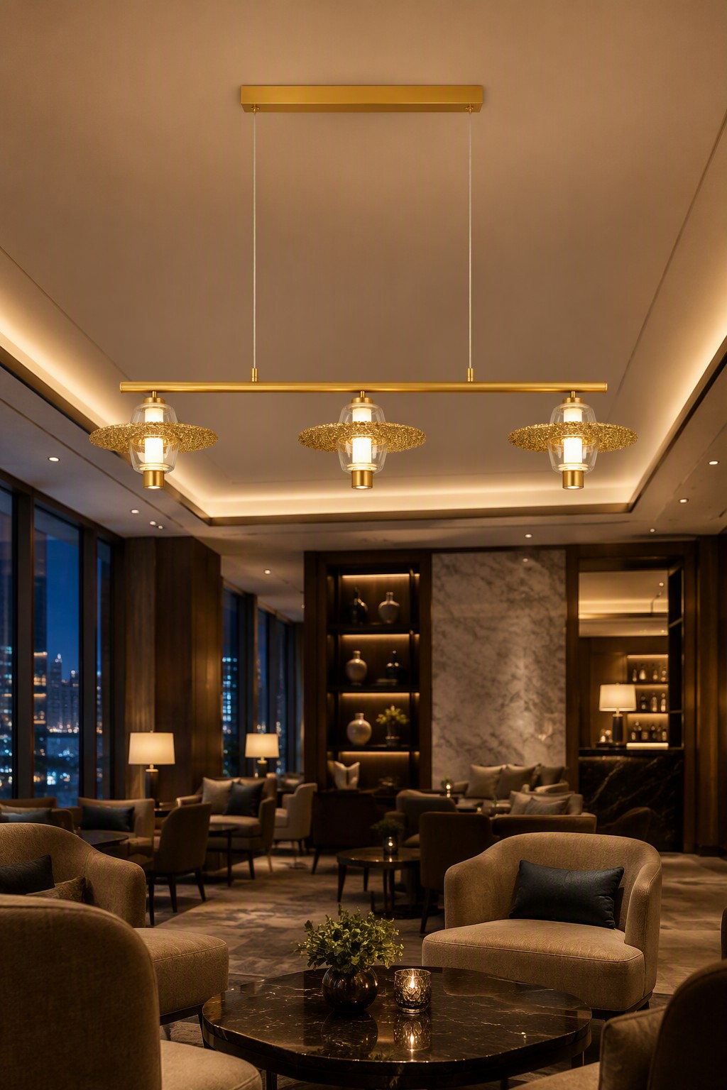 Modern UFO-Style LED Pendant Light Series with Crushed Crystal Shimmering Ring – Crystal Chandeliers (view 2)