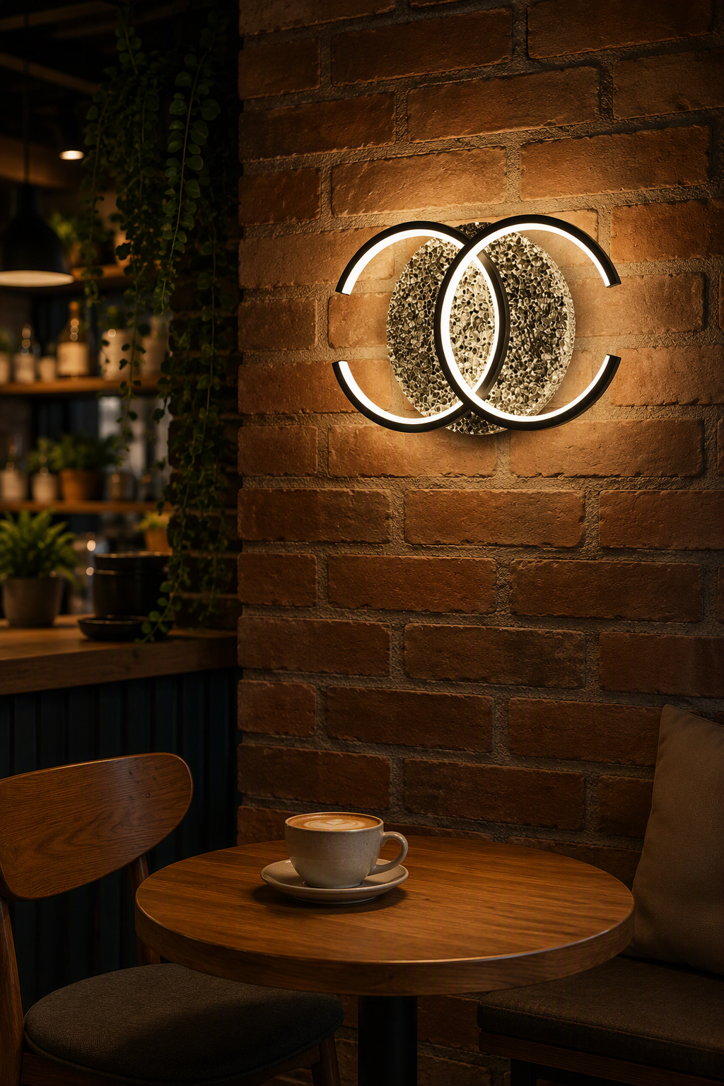 Modern Minimalist Double Ring Volcanic Stone LED Wall Sconce - Luxury Textured Accent Lighting for High-End Interiors – Decorative Wall Lamps (view 5)