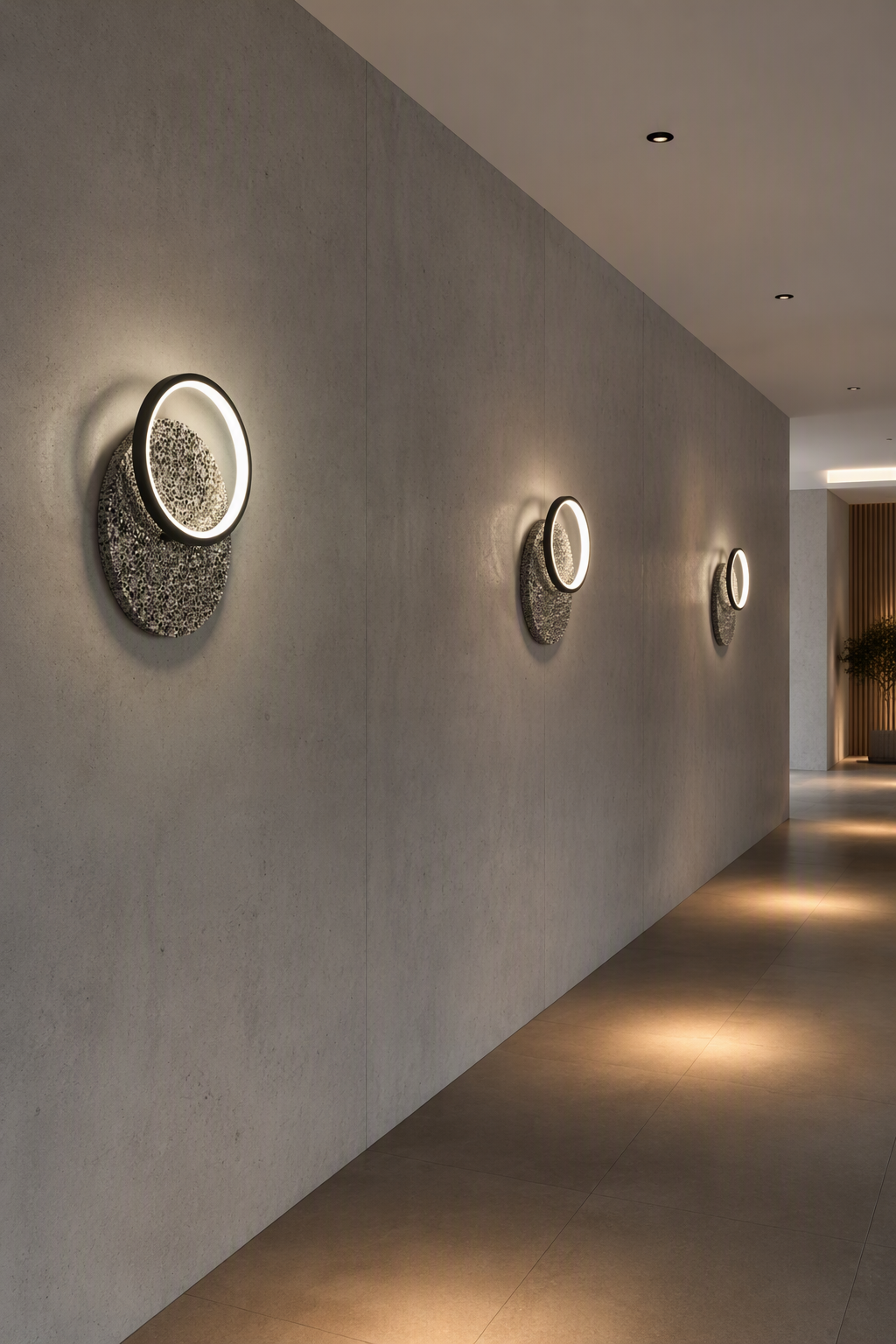 Nordic Minimalist Single Ring LED Wall Lamp with Volcanic Stone Base - Compact Contemporary Sconce for Corridor & Bedroom – Decorative Wall Lamps (view 2)