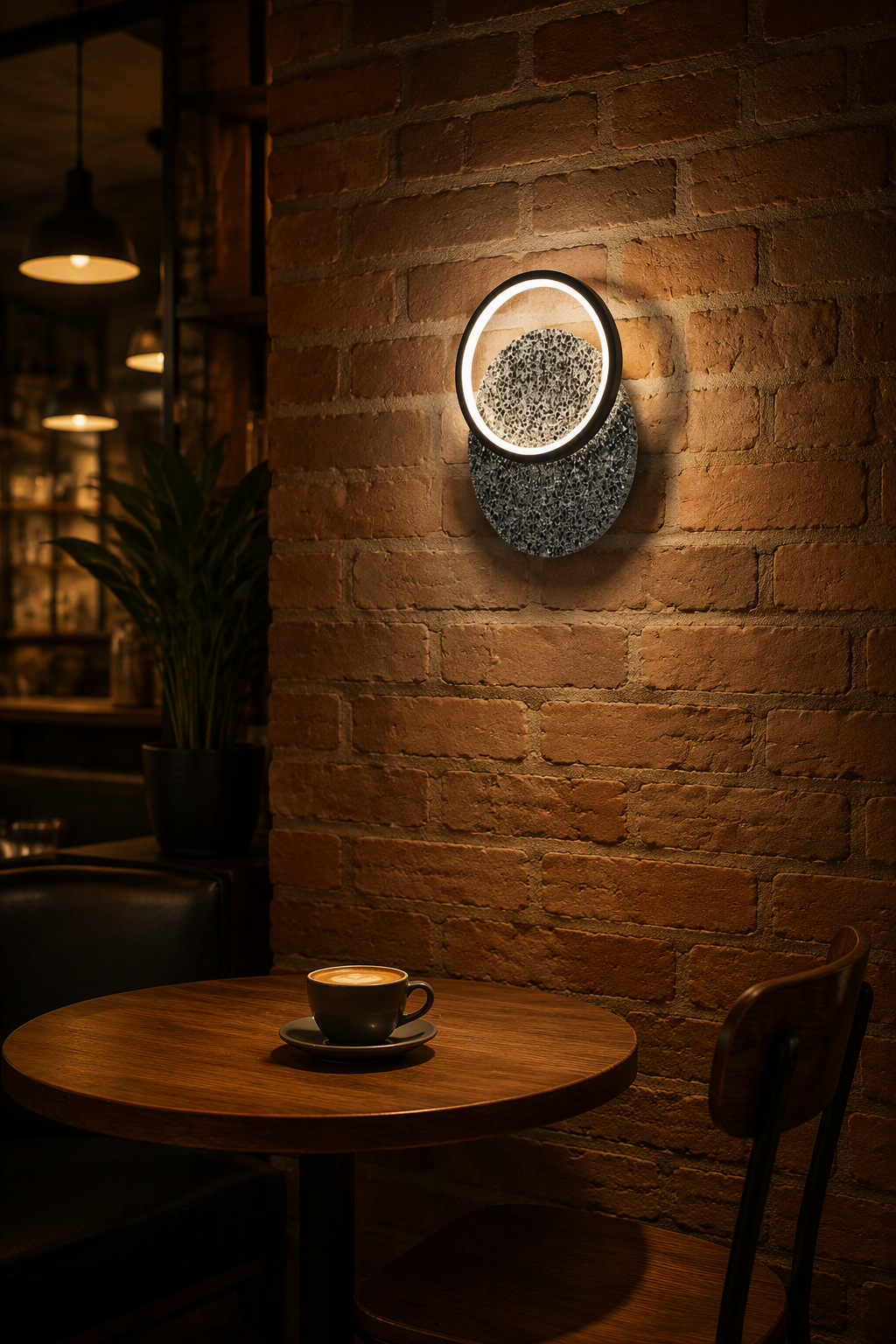 Nordic Minimalist Single Ring LED Wall Lamp with Volcanic Stone Base - Compact Contemporary Sconce for Corridor & Bedroom – Decorative Wall Lamps