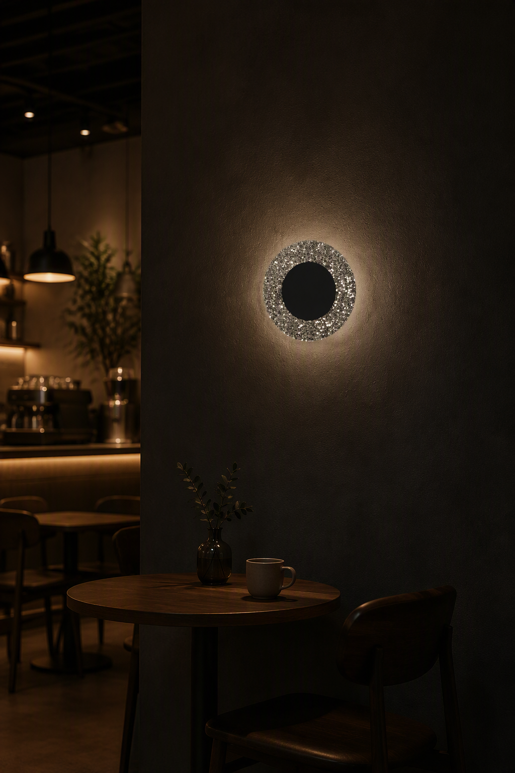 Minimalist Circular Volcanic Stone LED Wall Lamp - Elegant Zen-Style Ambient Sconce for Cafes & Meditation Rooms – Decorative Wall Lamps