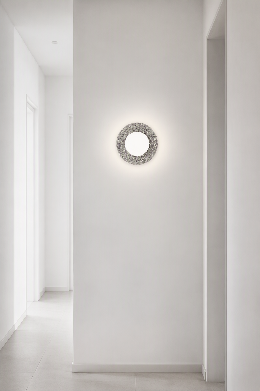 Minimalist Circular Volcanic Stone LED Wall Lamp - Elegant Zen-Style Ambient Sconce for Cafes & Meditation Rooms – Decorative Wall Lamps (view 3)