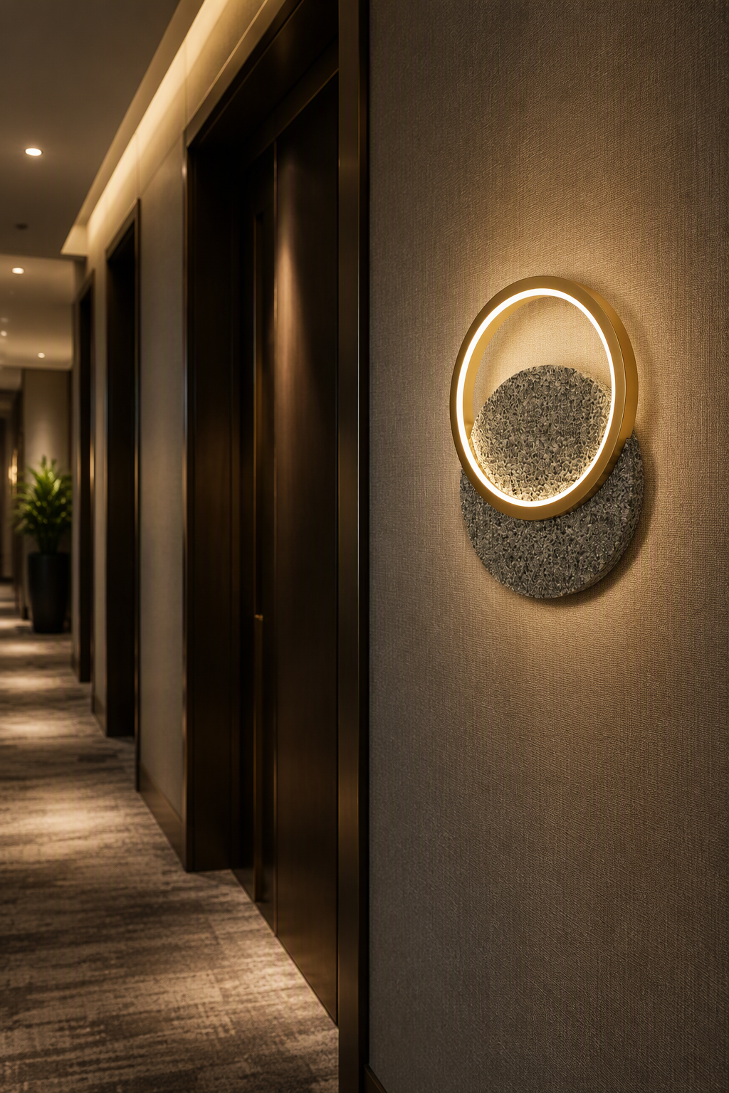 Contemporary Single Ring Volcanic Stone Wall Lamp - Large Format 18W Sconce for Residential & Commercial Walls – Decorative Wall Lamps (view 3)