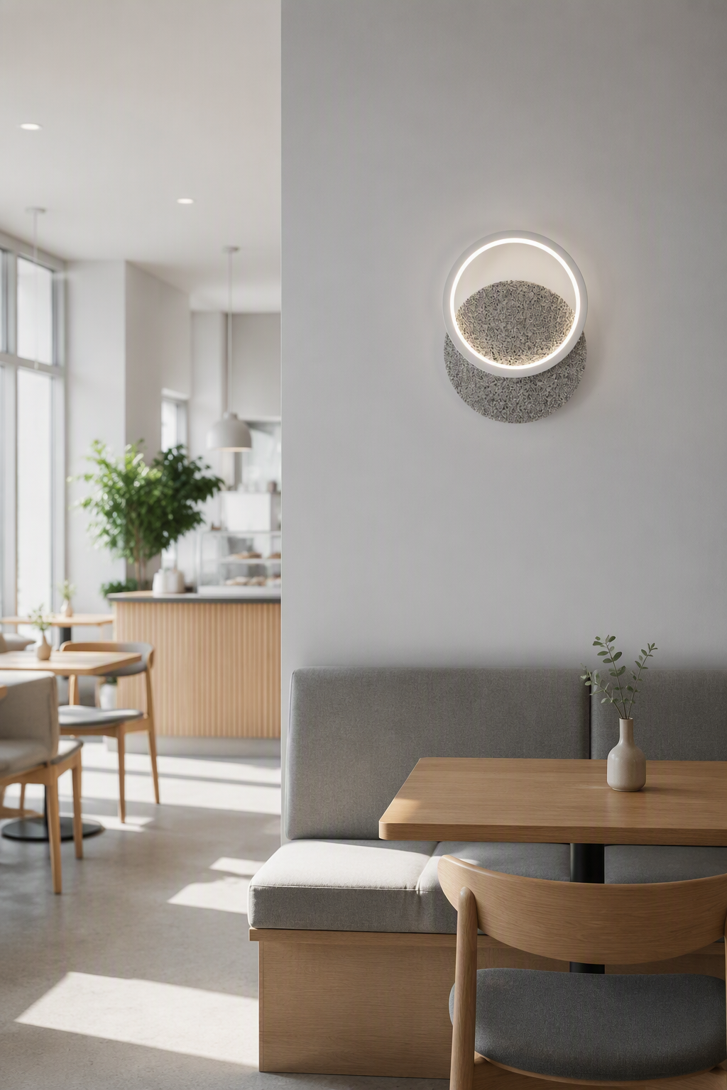 Contemporary Single Ring Volcanic Stone Wall Lamp - Large Format 18W Sconce for Residential & Commercial Walls – Decorative Wall Lamps (view 4)