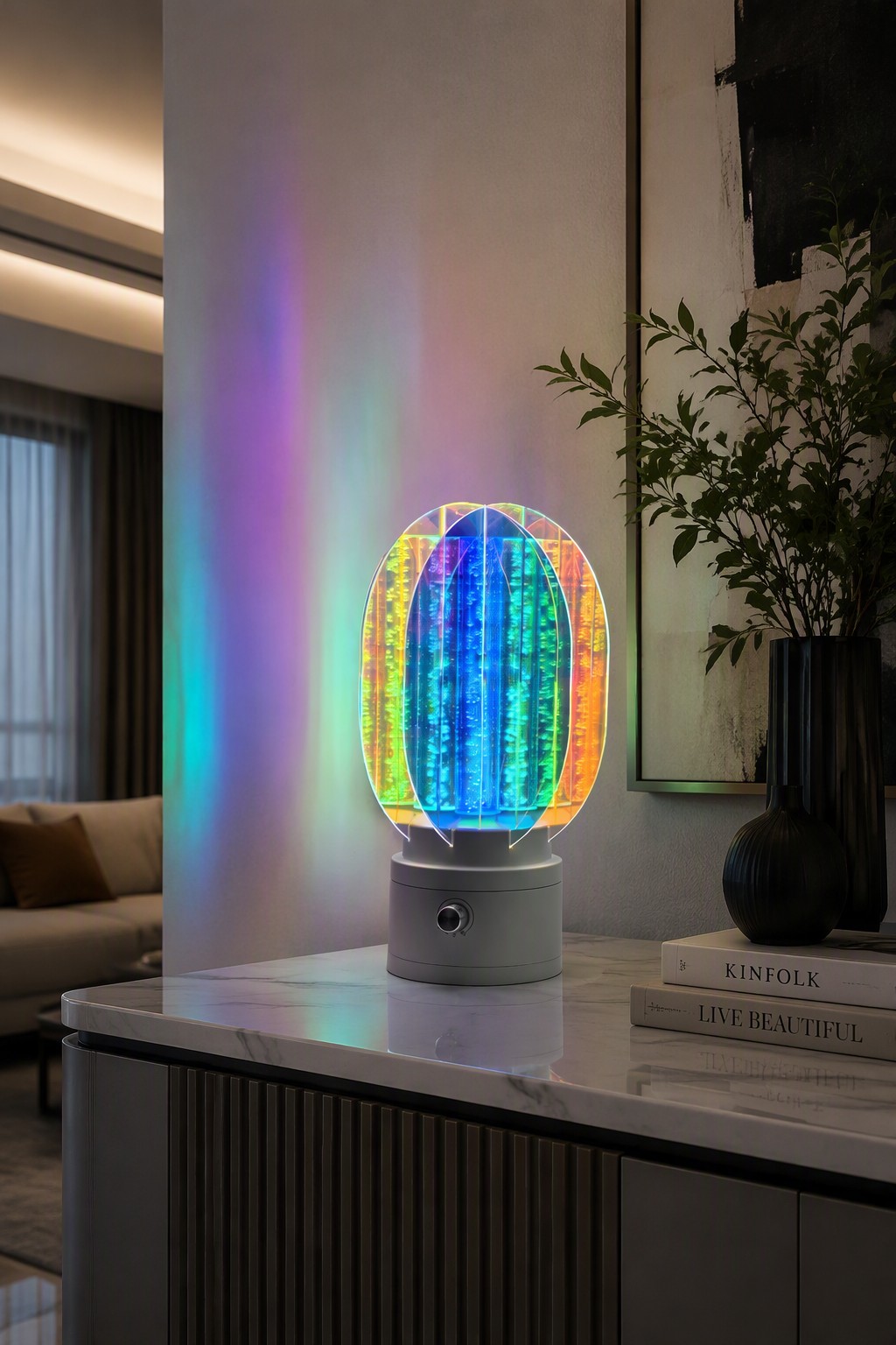 360° Rotating Iridescent Aurora Table Lamp with RGB Mood Lighting & Twist Control – Decorative Table Lamps