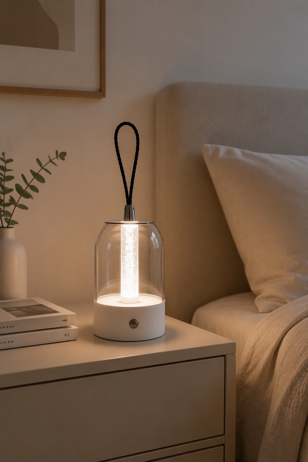 Dreamy Bubble Ambient Rechargeable Lamp with Rope Handle - 3-Color CCT & Dimmable – Decorative Table Lamps (view 3)