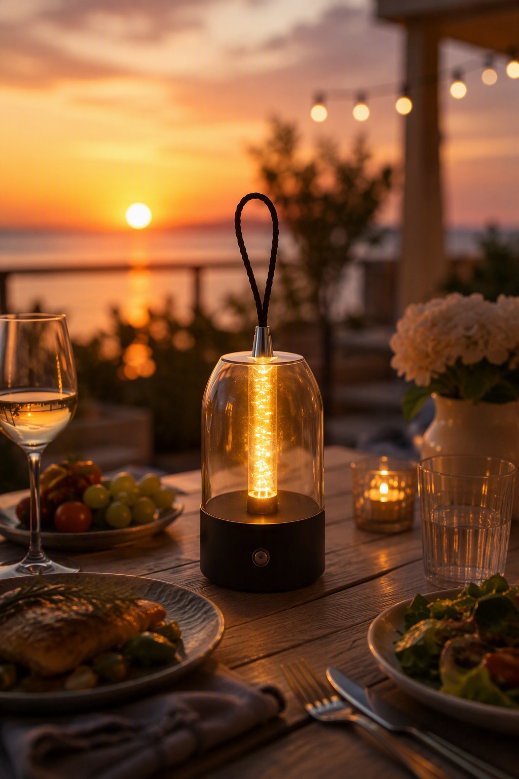 Dreamy Bubble Ambient Rechargeable Lamp with Rope Handle - 3-Color CCT & Dimmable – Decorative Table Lamps (view 4)