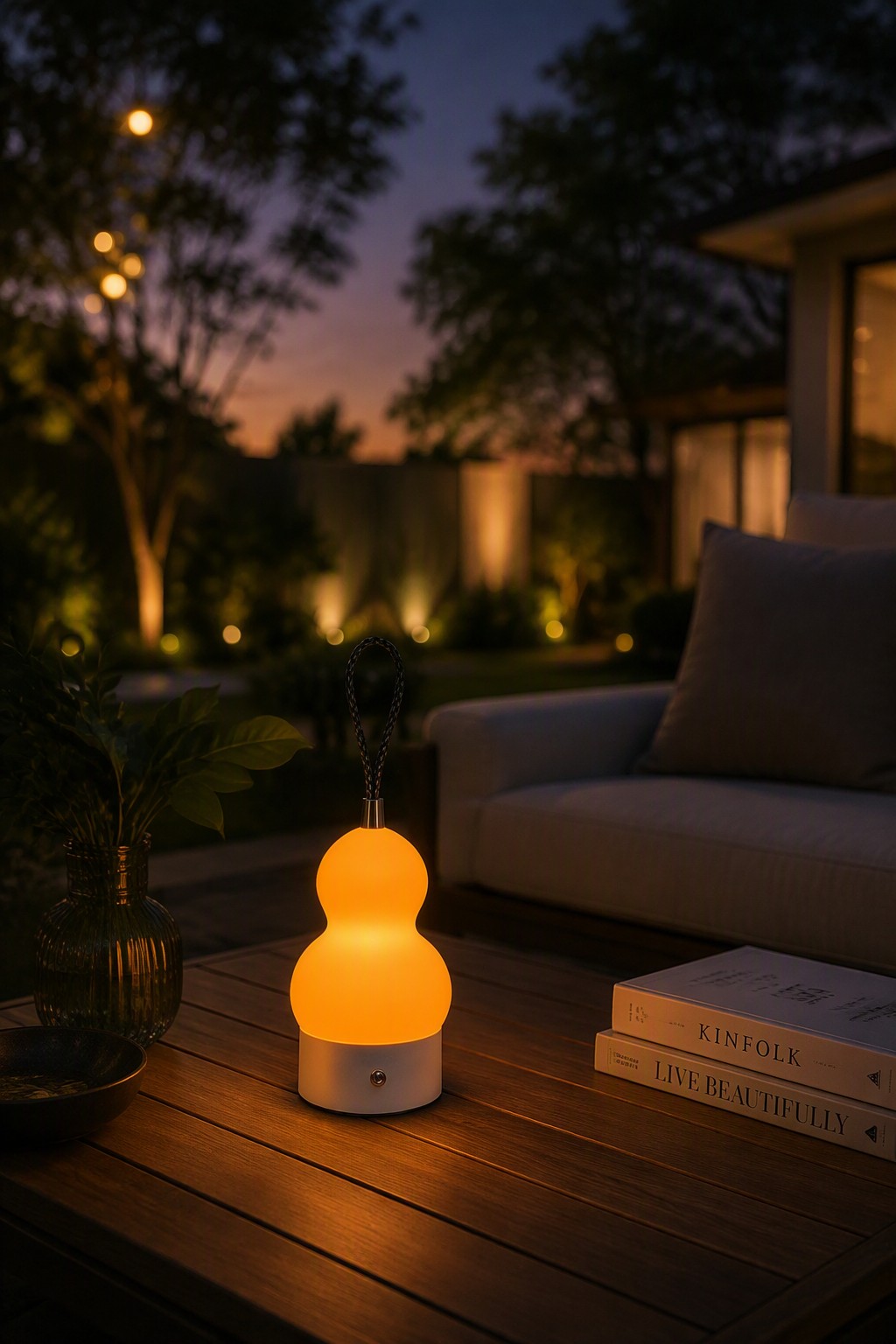Creative Gourd-Shaped Rechargeable Table Lamp with 3-Color CCT & Portable Rope Handle – Decorative Table Lamps (view 3)