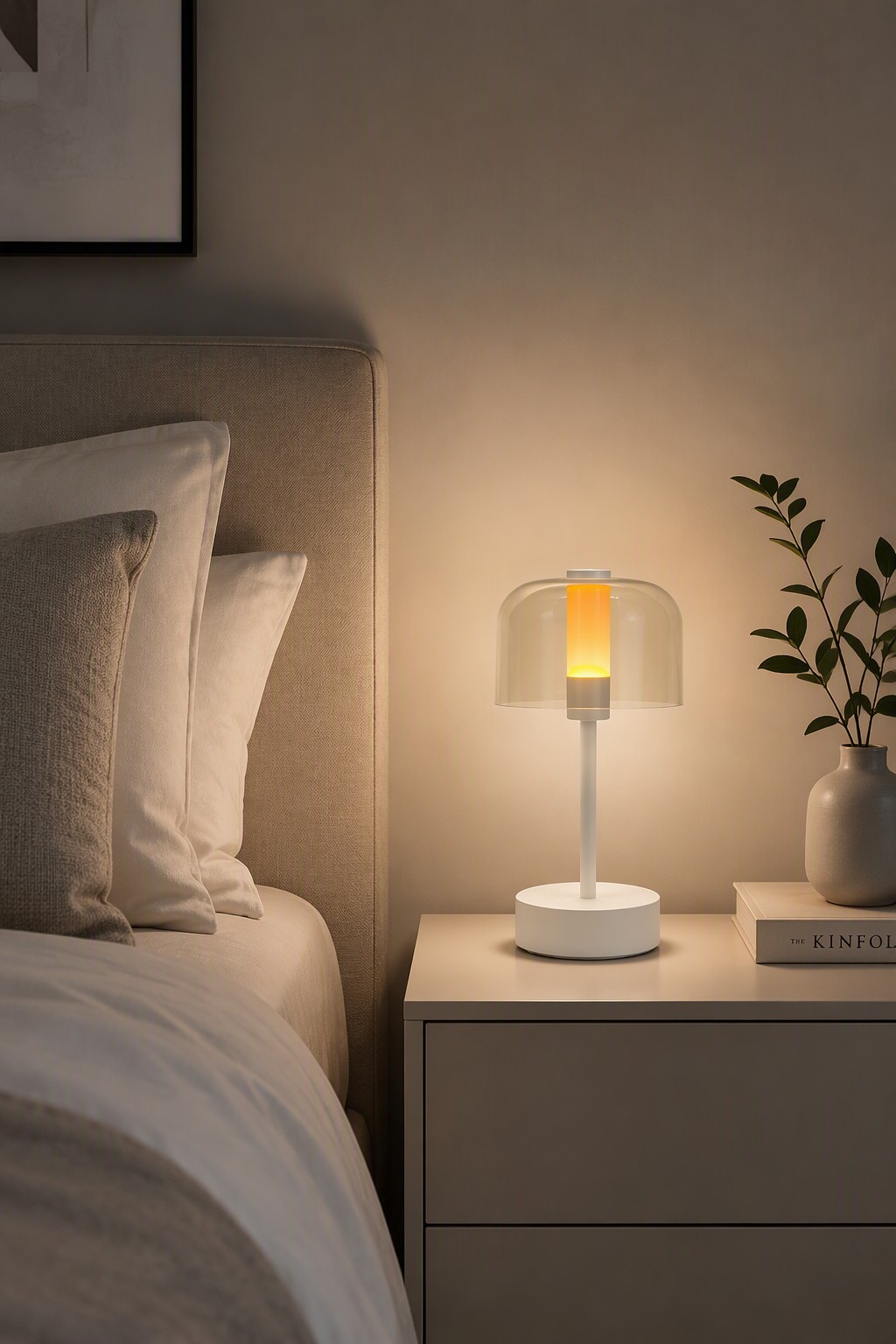 Modern Mushroom-Style Rechargeable LED Table Lamp with 3-Color CCT & Touch Control – Modern Minimalist Table Lamps (view 2)