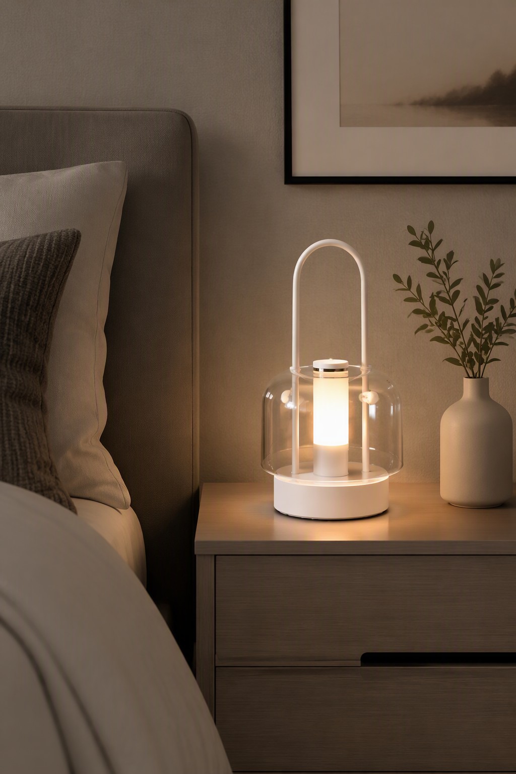 Industrial Modern Rechargeable Camping & Table Lamp with 3-Color CCT & Portable Handle – Modern Minimalist Table Lamps