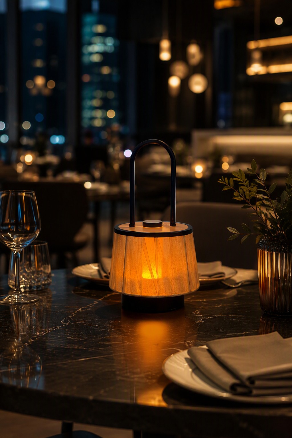 Modern Chiffon Basket Rechargeable LED Table Lamp with 3-Color CCT & Portable Iron Handle – Modern Minimalist Table Lamps (view 3)