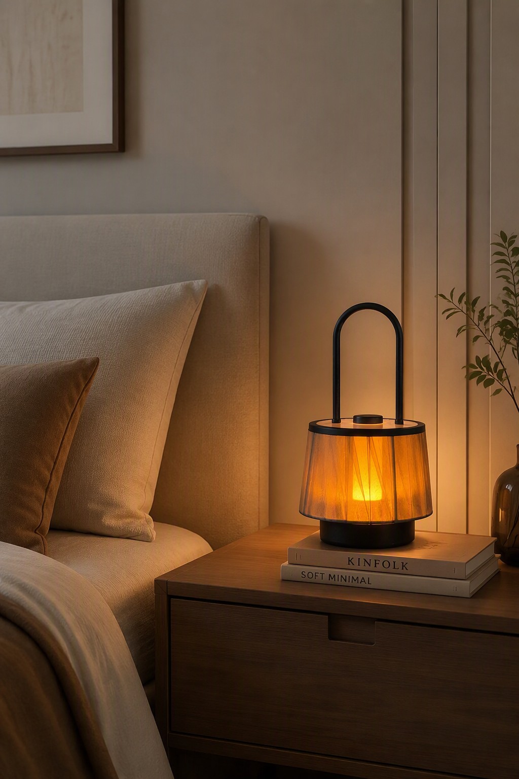 Modern Chiffon Basket Rechargeable LED Table Lamp with 3-Color CCT & Portable Iron Handle – Modern Minimalist Table Lamps (view 4)