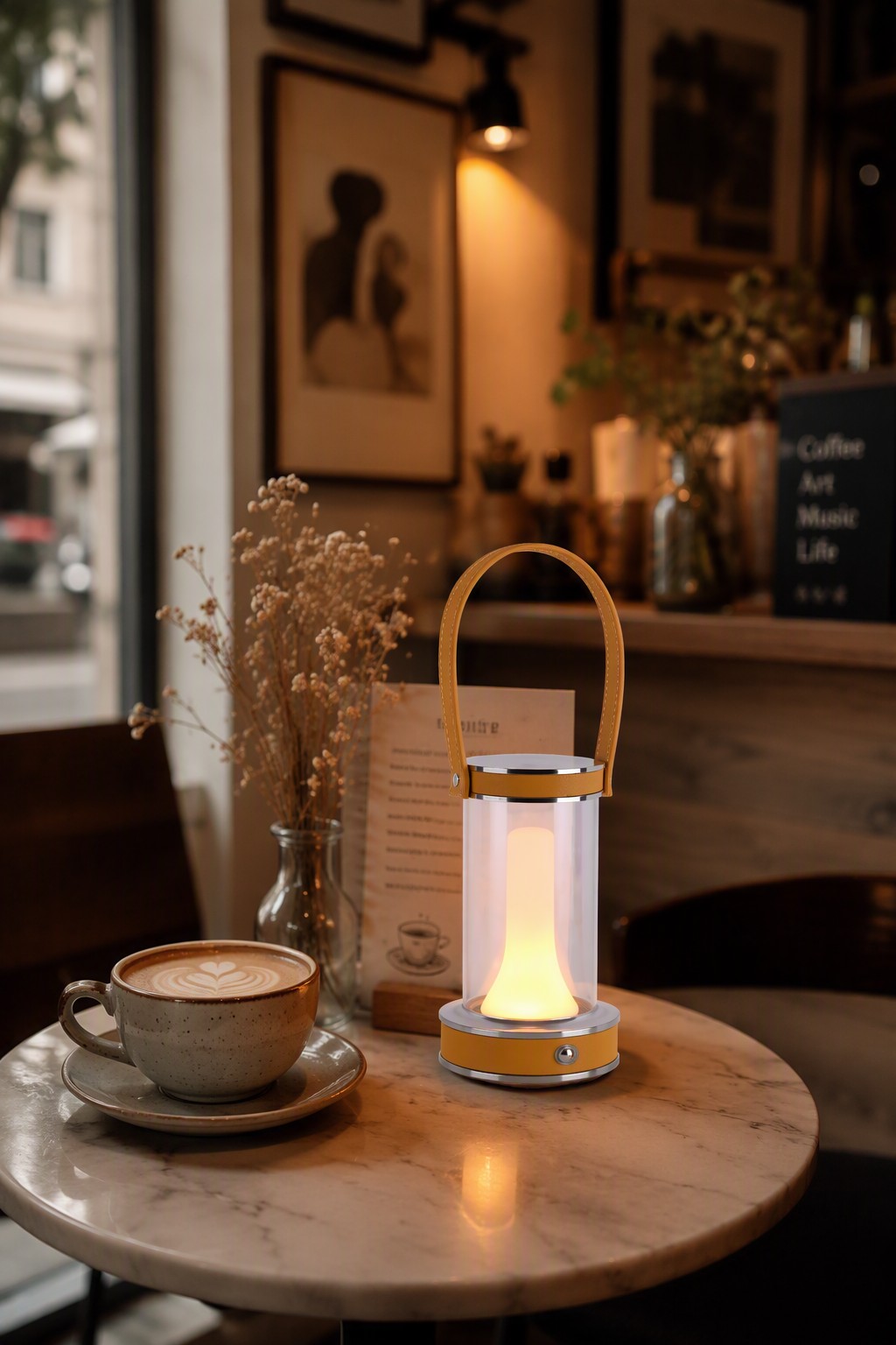 Modern Portable Leather-Wrapped Rechargeable Table Lamp with 3-Color CCT & Candlelight Mode – Decorative Table Lamps (view 2)