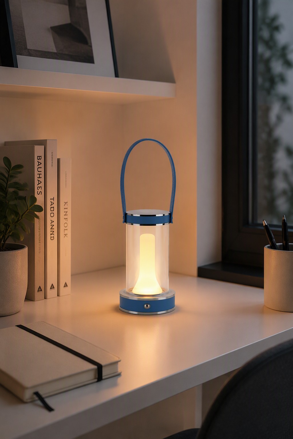 Modern Portable Leather-Wrapped Rechargeable Table Lamp with 3-Color CCT & Candlelight Mode – Decorative Table Lamps (view 3)
