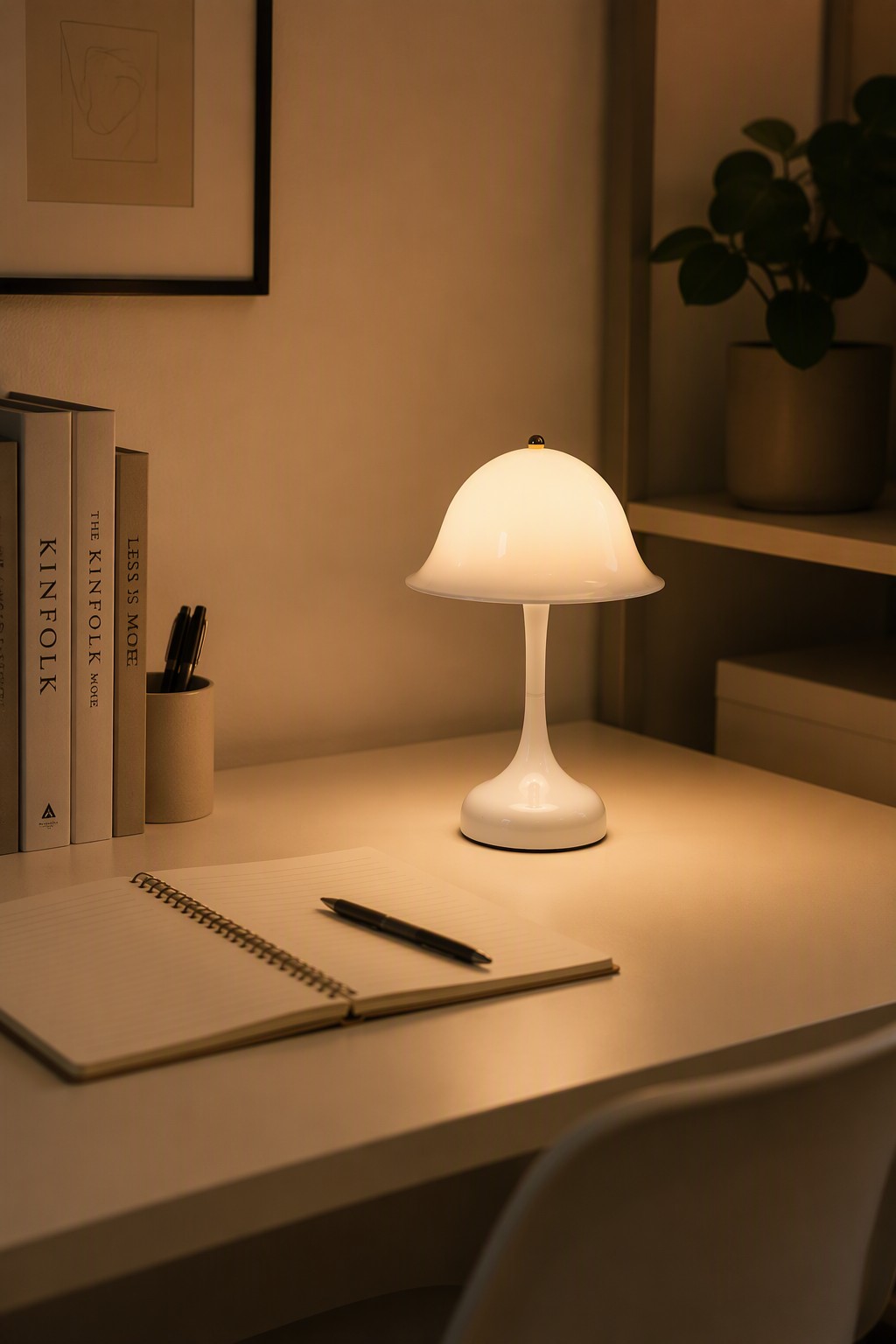 Nordic Minimalist Mushroom Rechargeable LED Table Lamp with 3-Color CCT & Touch Control – Modern Minimalist Table Lamps (view 2)