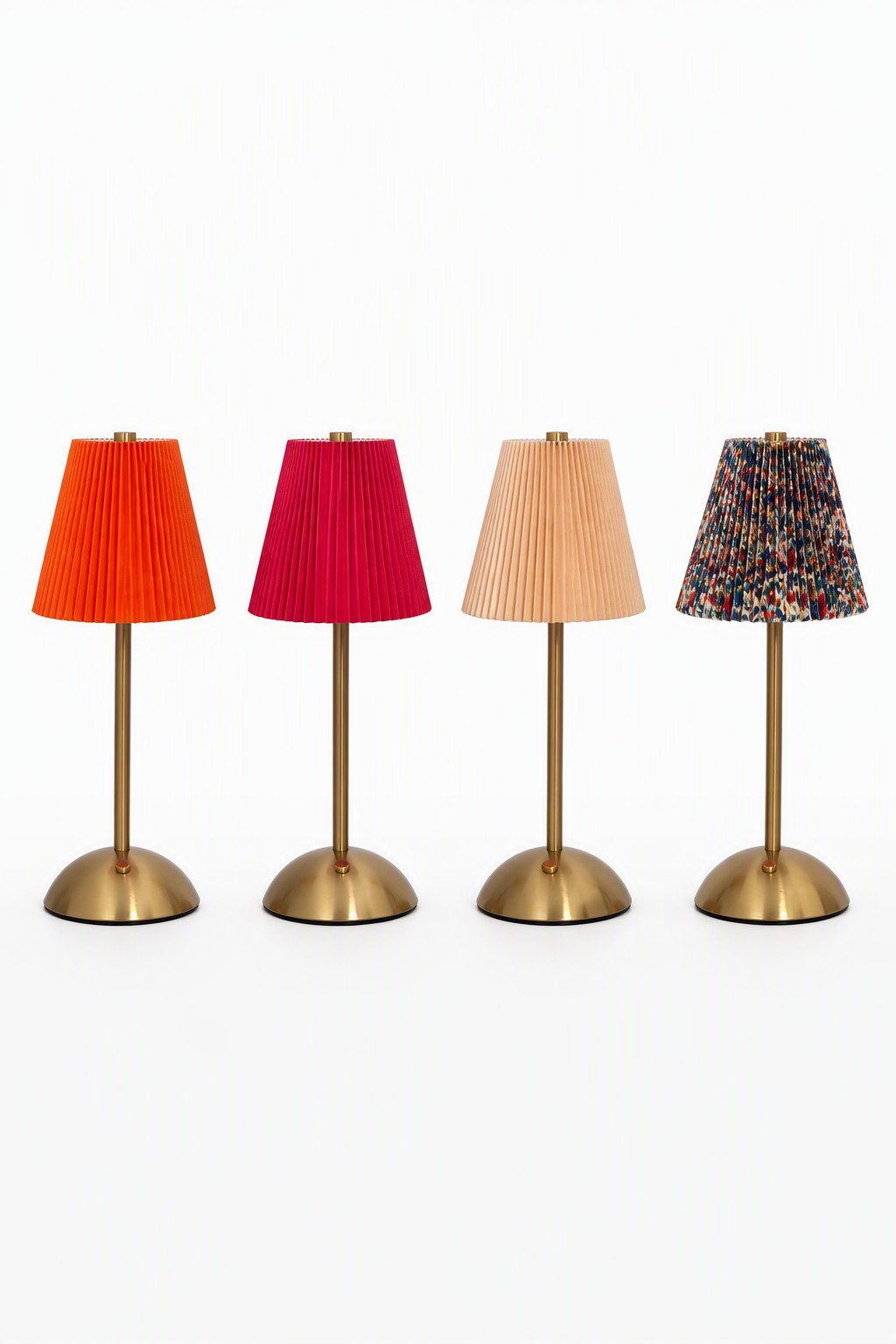 Factory Direct Nordic Pleated Fabric Rechargeable LED Table Lamp with Brass Hardware – Modern Minimalist Table Lamps (view 5)