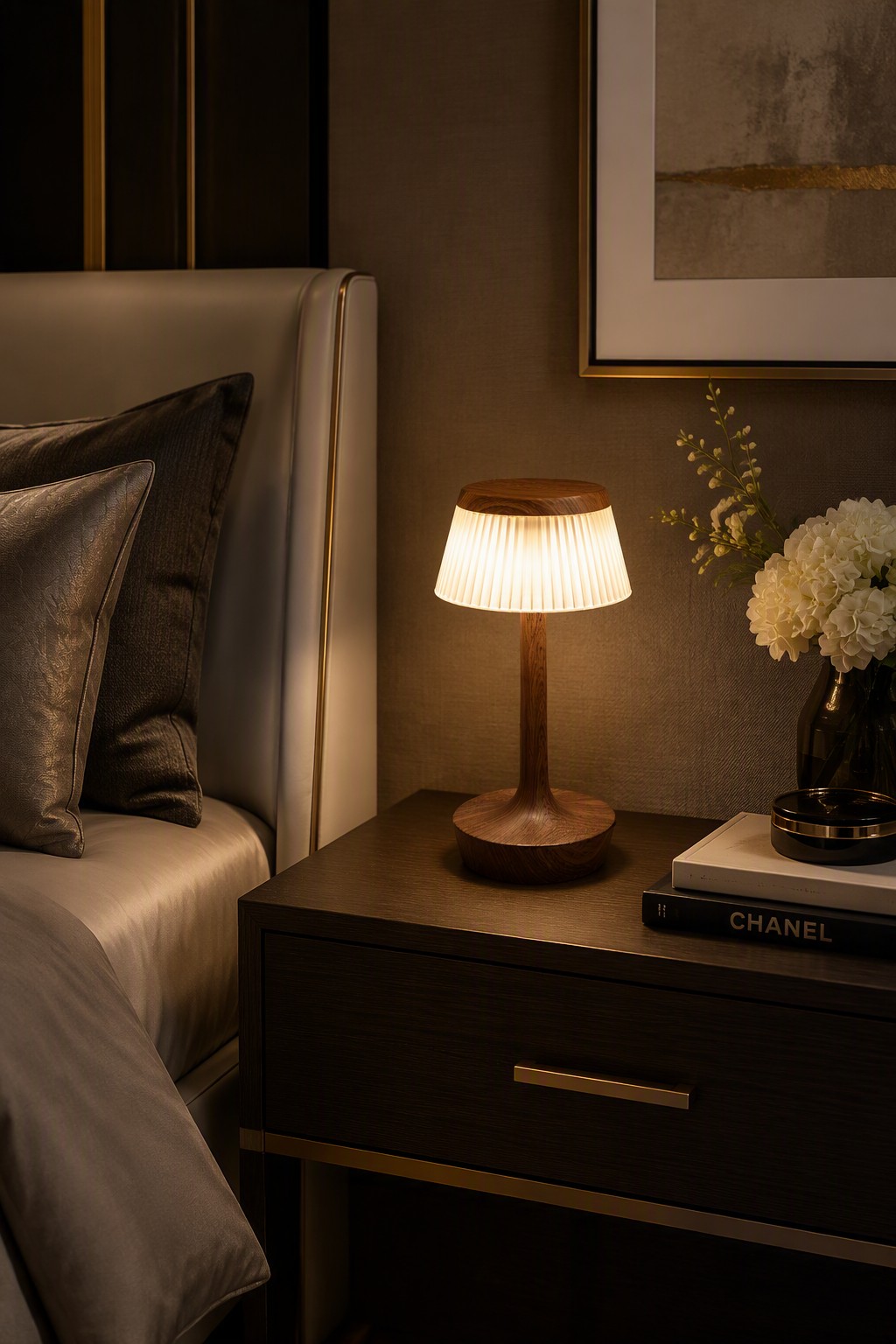 Wholesale Nordic Minimalist Pleated Shade Rechargeable LED Table Lamp with 3-Color CCT – Modern Minimalist Table Lamps (view 4)