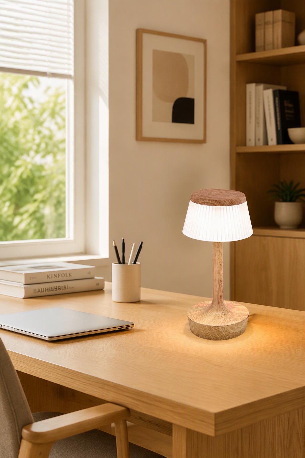 Wholesale Nordic Minimalist Pleated Shade Rechargeable LED Table Lamp with 3-Color CCT – Modern Minimalist Table Lamps (view 5)