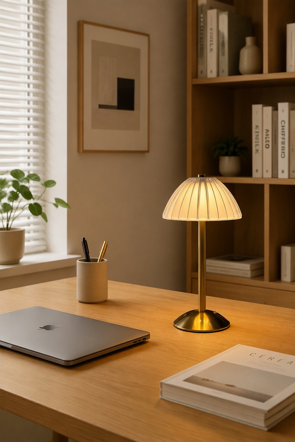Modern Nordic Acrylic Rechargeable LED Table Lamp with 3-Color CCT & Metallic Base – Decorative Table Lamps